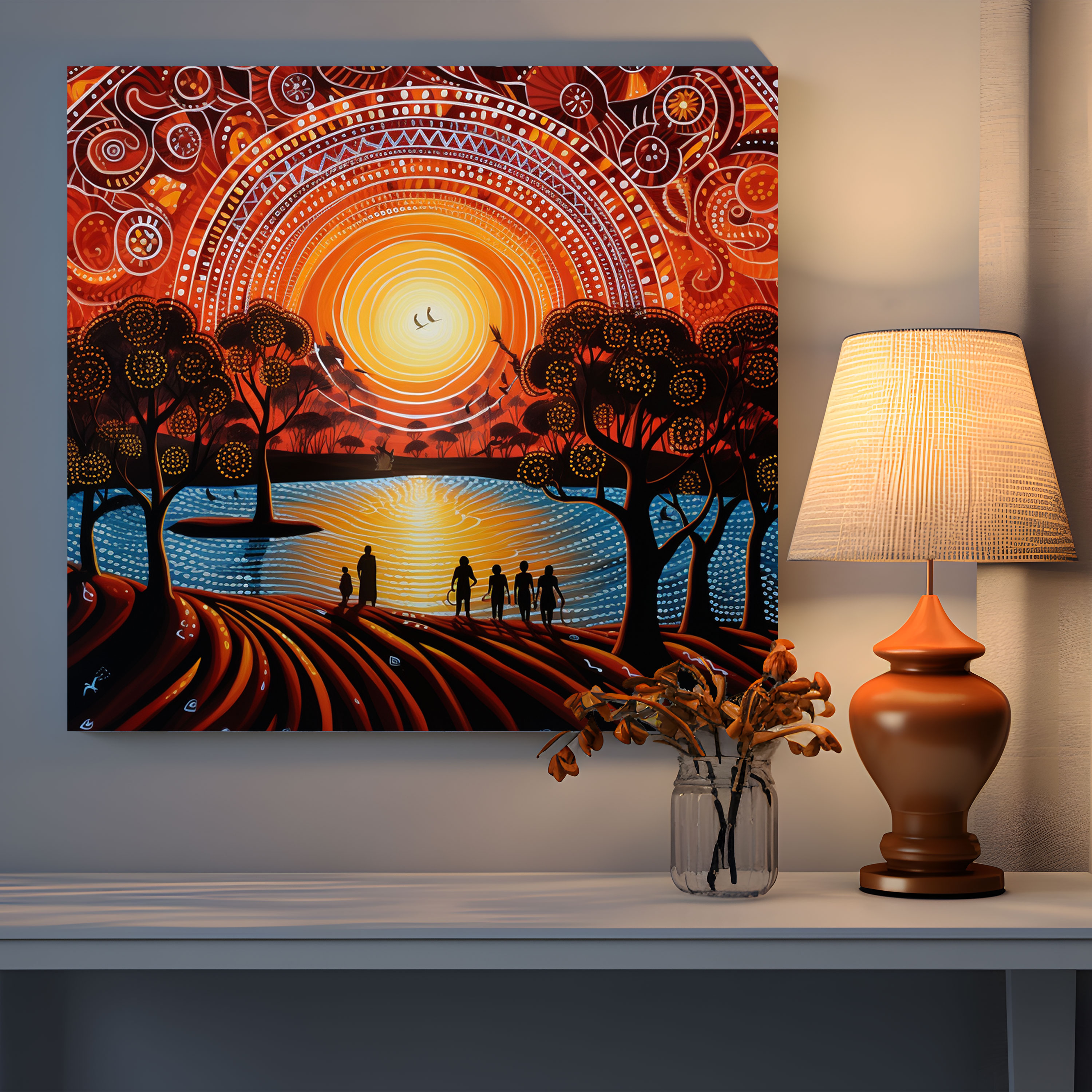 Traditional Aboriginal Wall Decoration - Mesmerizing Dreamtime - Aboriginal, Canvas Wall Art, Home Decoration, Wall Art