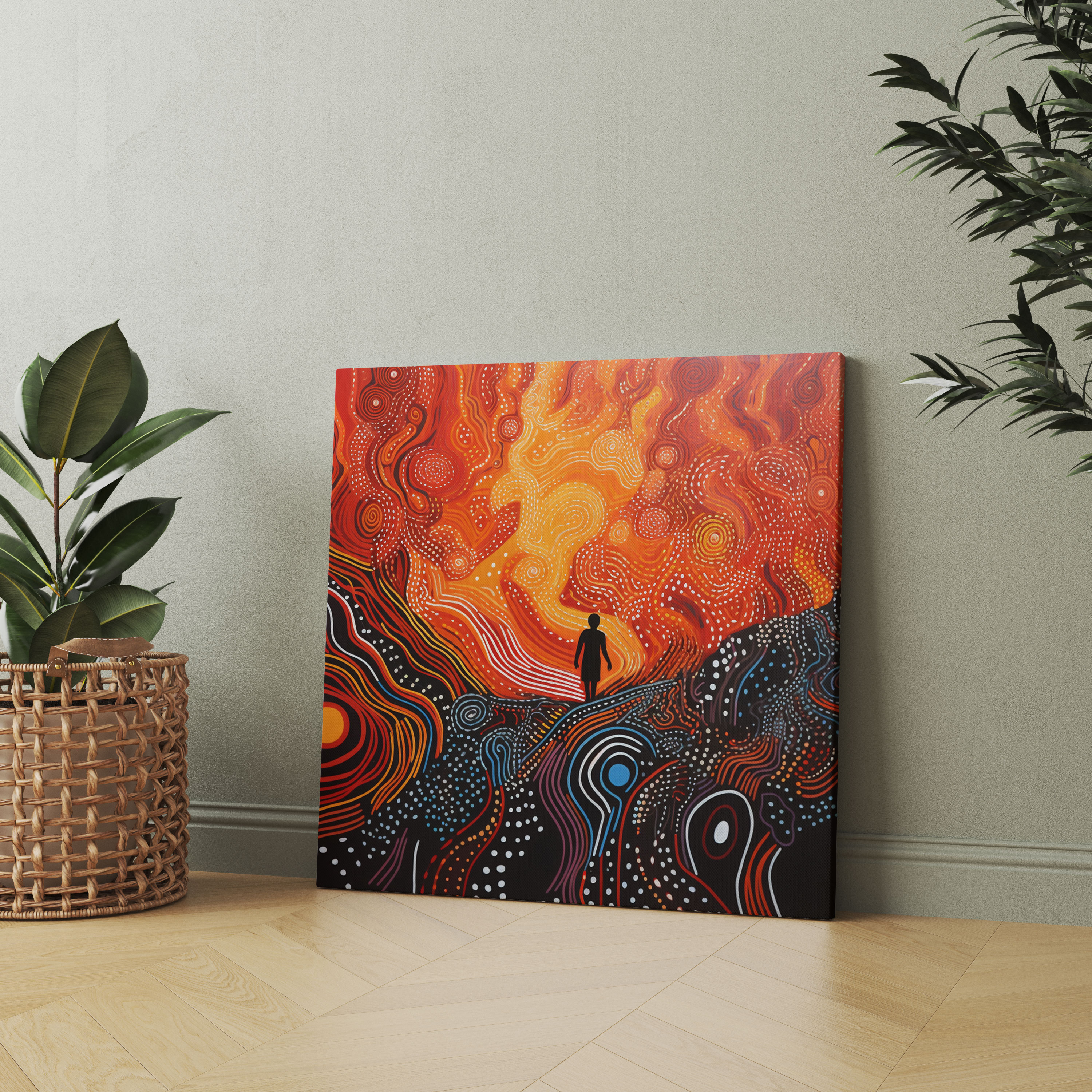 Contemporary Aboriginal Canvas Print - Strength And Resilience - Aboriginal, Wall Art, Dynamic Strokes, Bold Colors