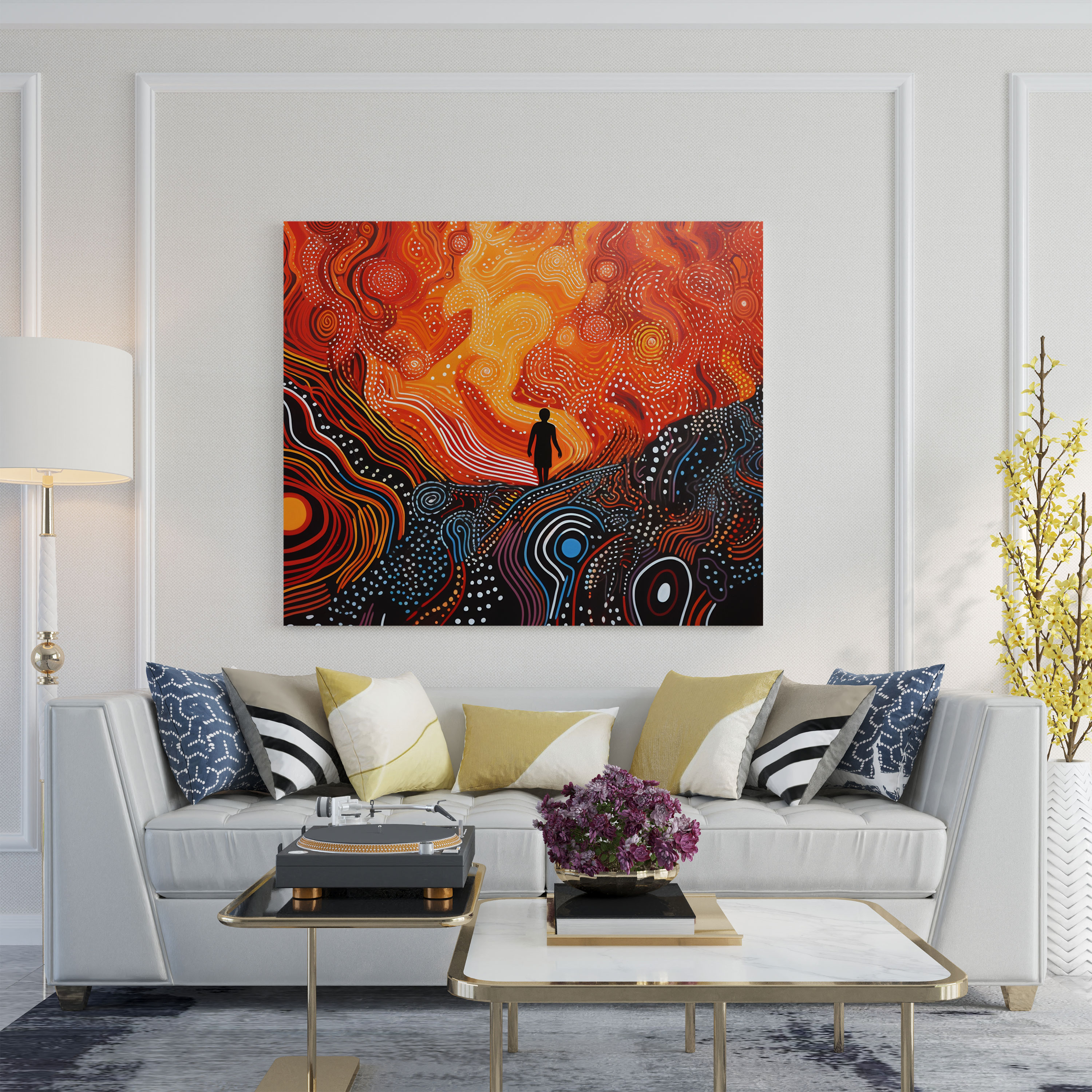 Contemporary Aboriginal Canvas Print - Strength And Resilience - Aboriginal, Wall Art, Dynamic Strokes, Bold Colors