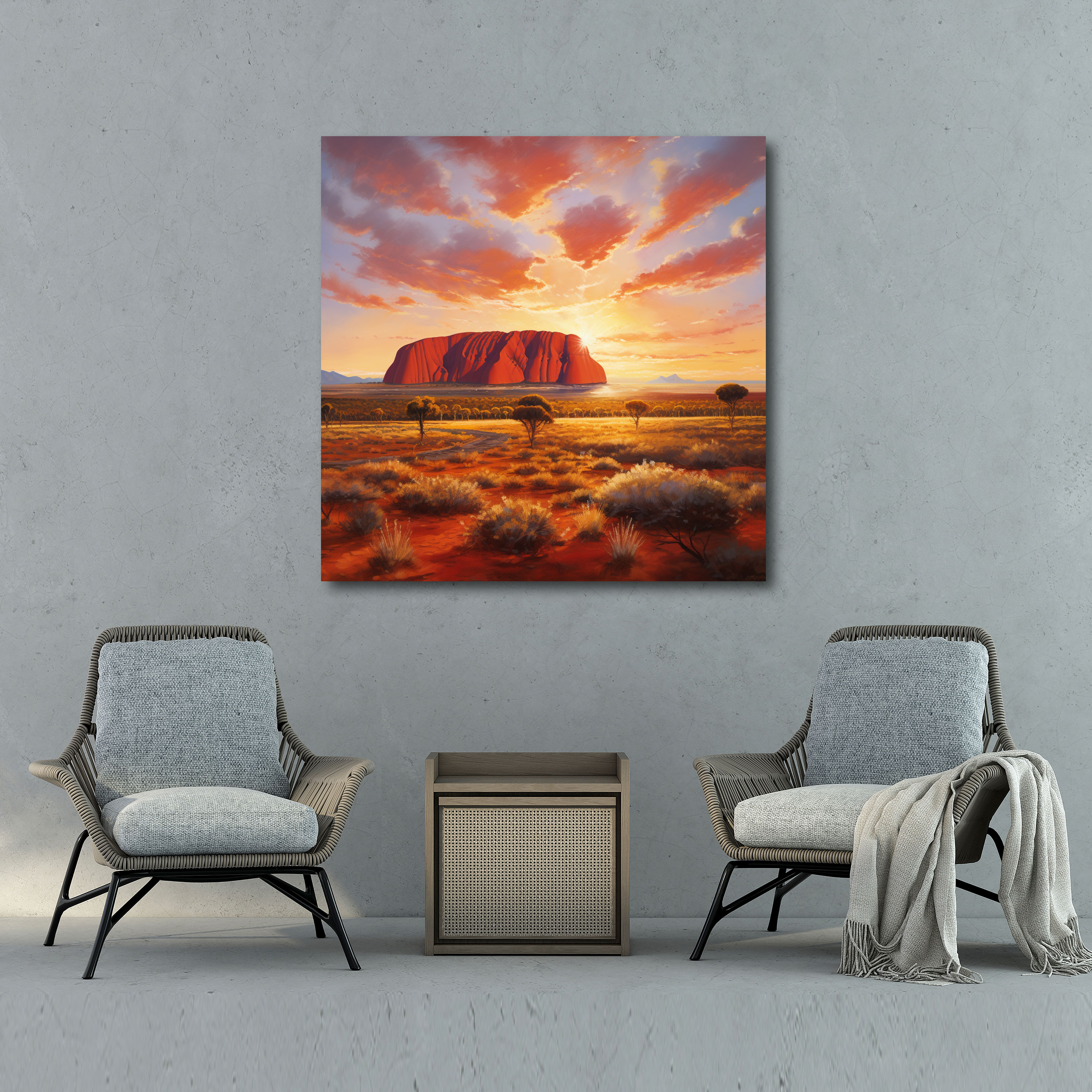 Aboriginal Wall Art - Uluru Sunset - Aboriginal, Sunset, Uluru, Canvas Wall Art