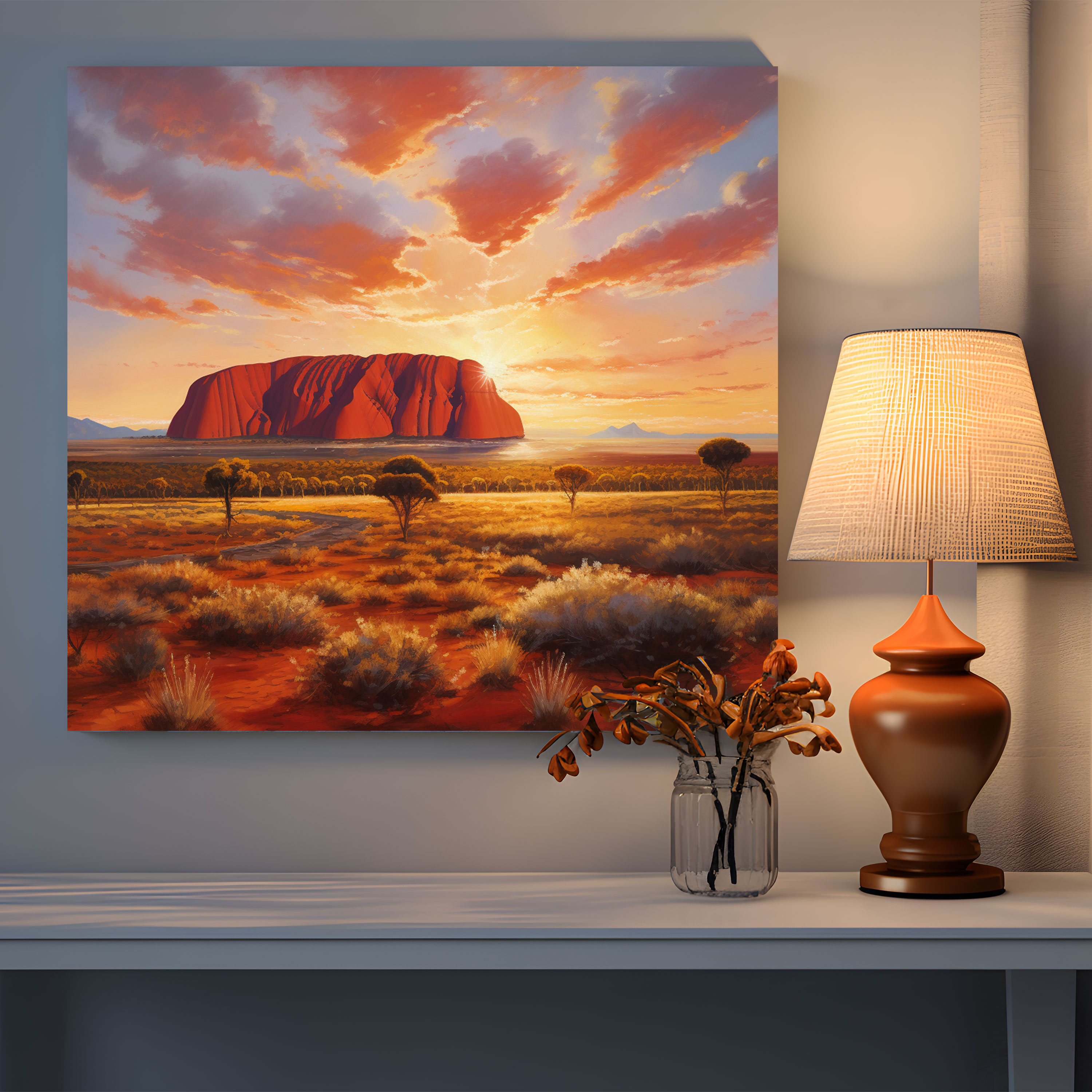 Aboriginal Wall Art - Uluru Sunset - Aboriginal, Sunset, Uluru, Canvas Wall Art