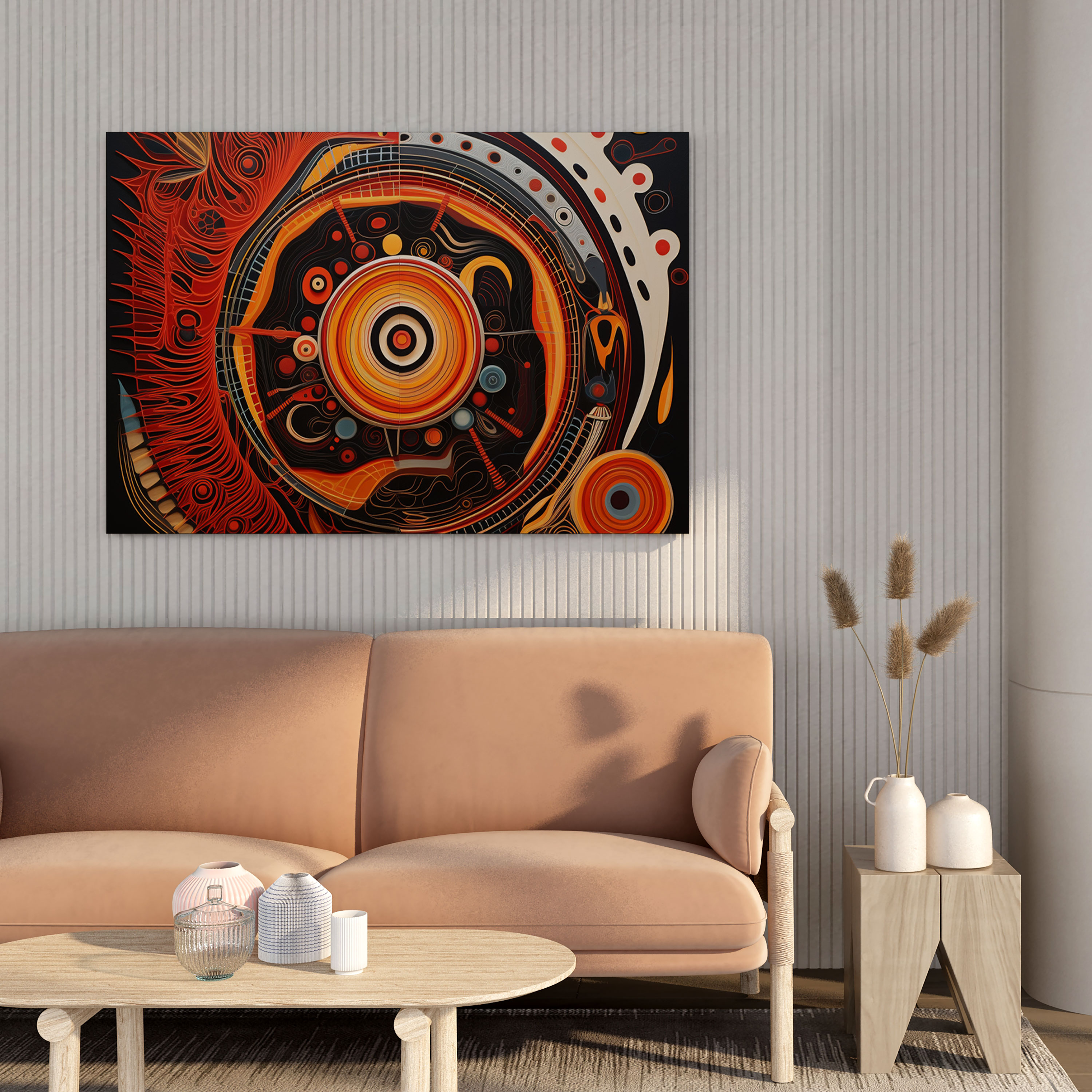 Yerli Kanvas Tablo - Çağdaş Yerli Sanat - Yerli Yerli Semboller Kanvas Kanvas Tablo