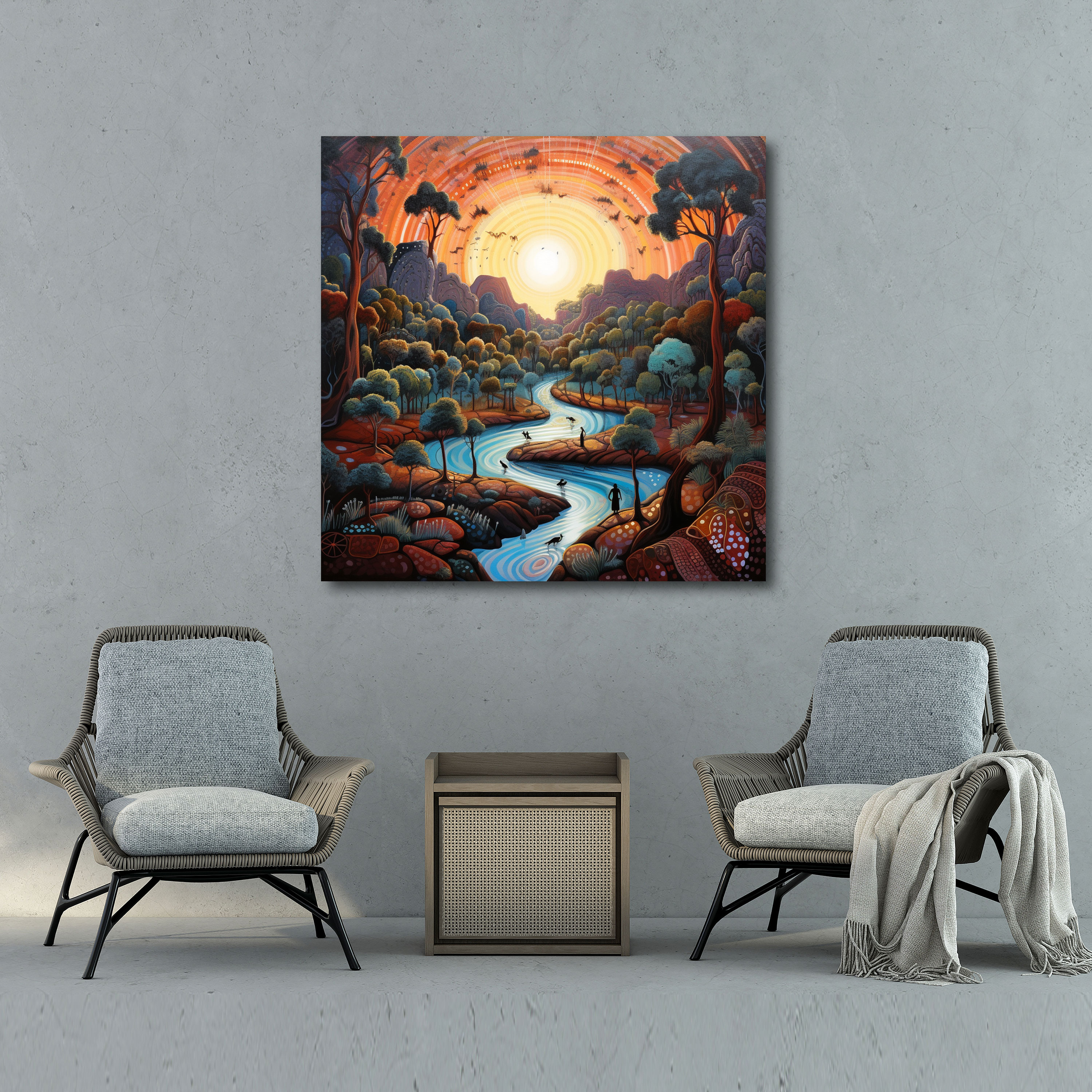 Aboriginal Wall Art - Mystical Landscape - Aboriginal, Canvas, Aboriginal Stories, Mystical Landscape