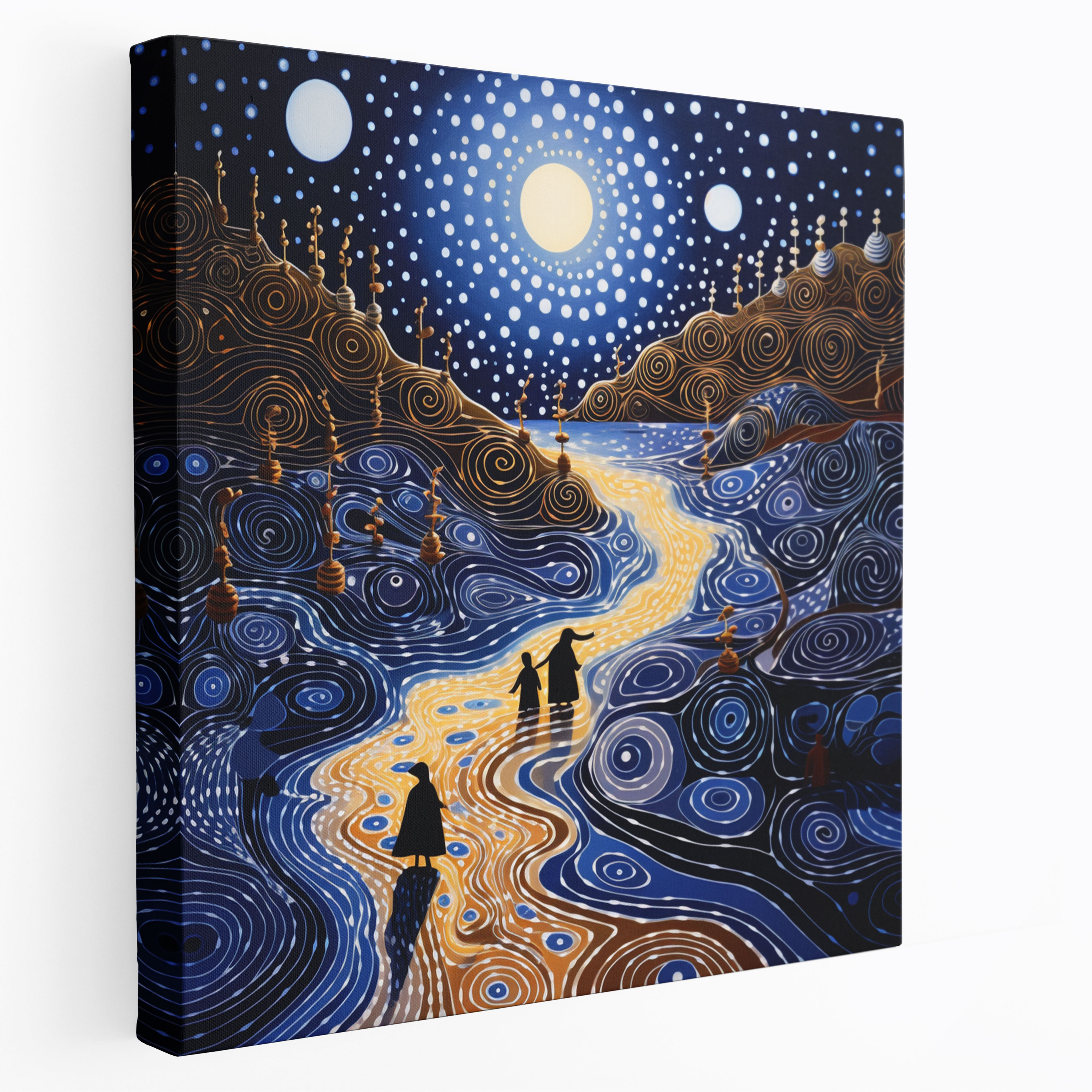 Aboriginal Canvas Print Wall Decoration - Land And Water Harmony - Aboriginal, Home Decoration, Canvas Wall Art, Traditional Paintings