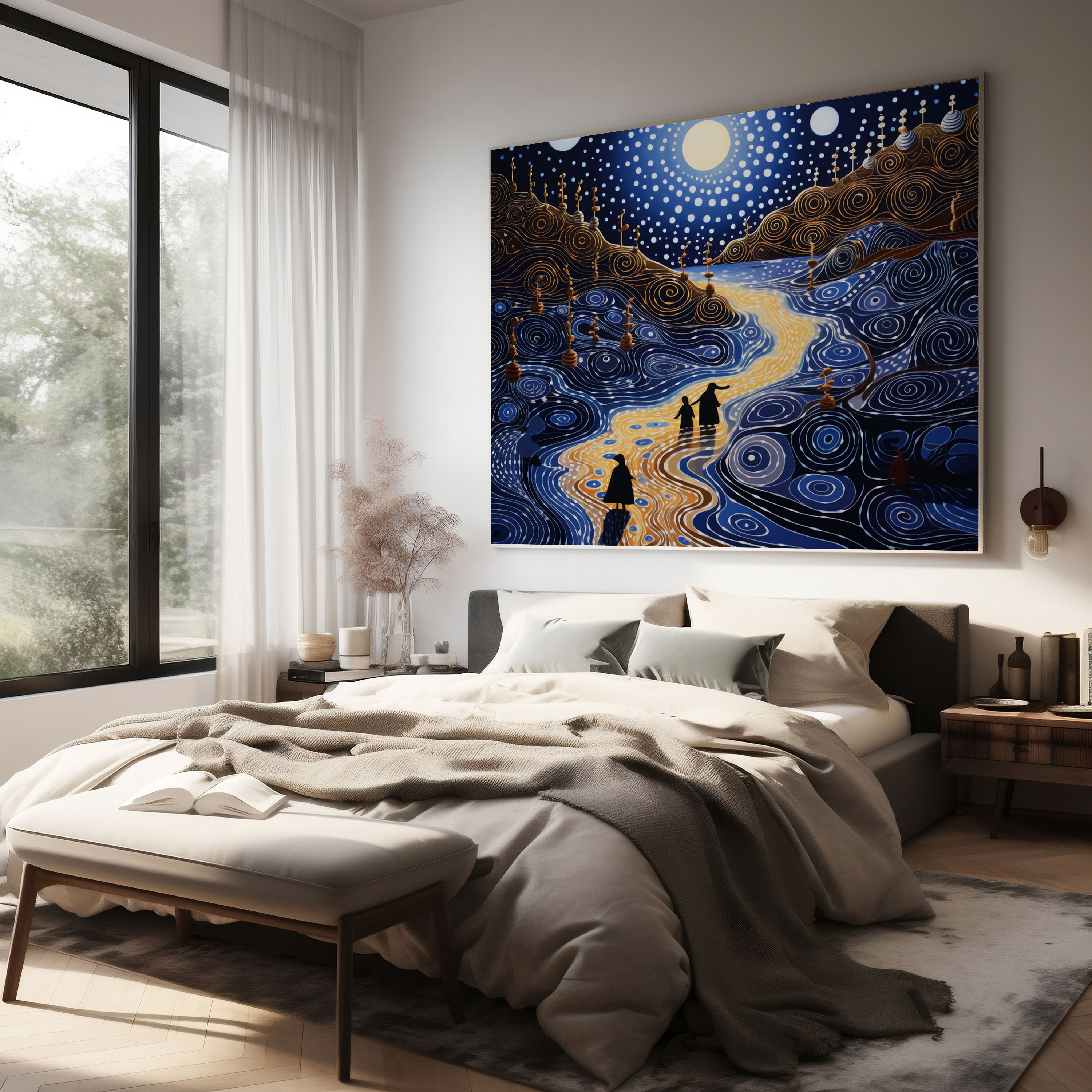 Aboriginal Canvas Print Wall Decoration - Land And Water Harmony - Aboriginal, Home Decoration, Canvas Wall Art, Traditional Paintings