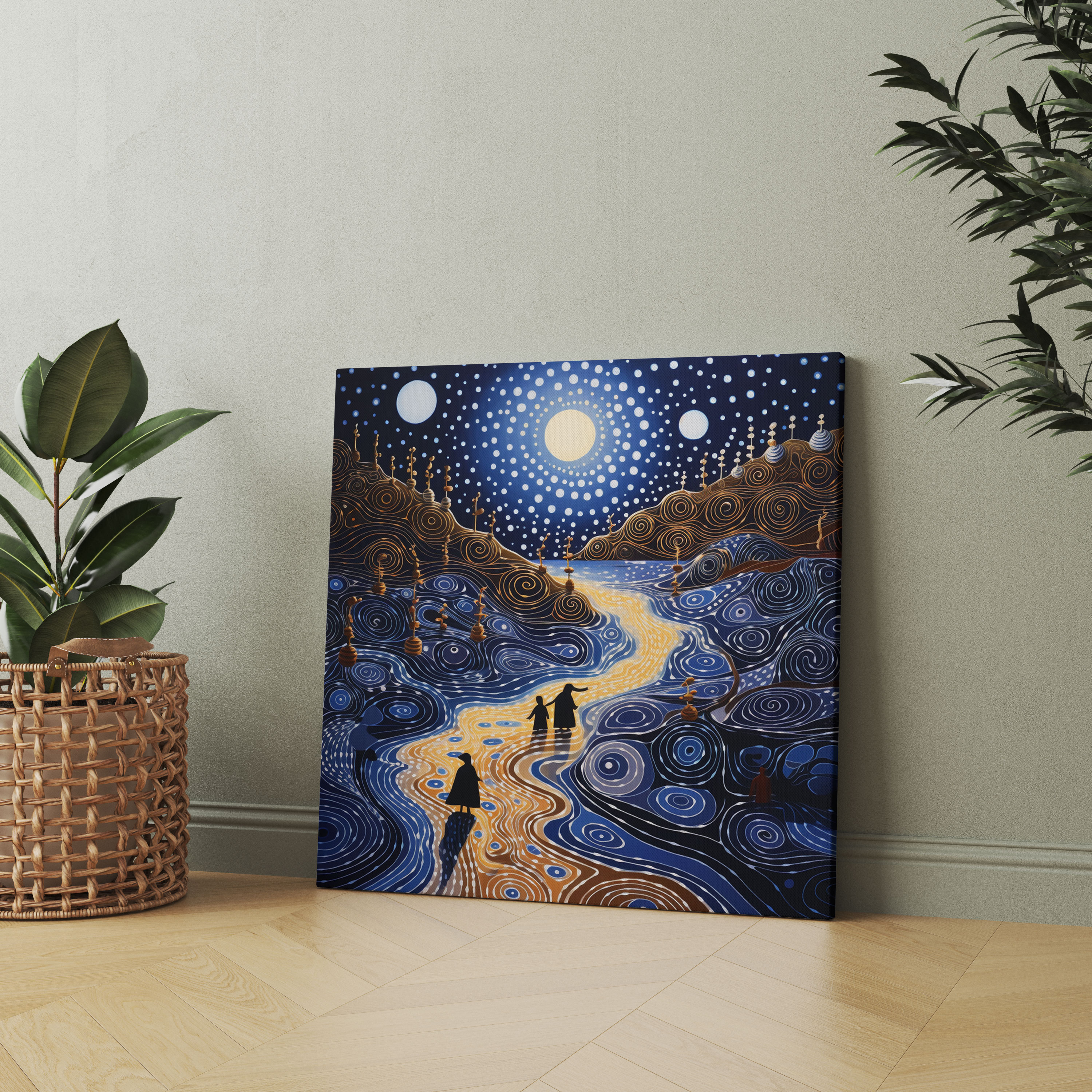 Aboriginal Canvas Print Wall Decoration - Land And Water Harmony - Aboriginal, Home Decoration, Canvas Wall Art, Traditional Paintings