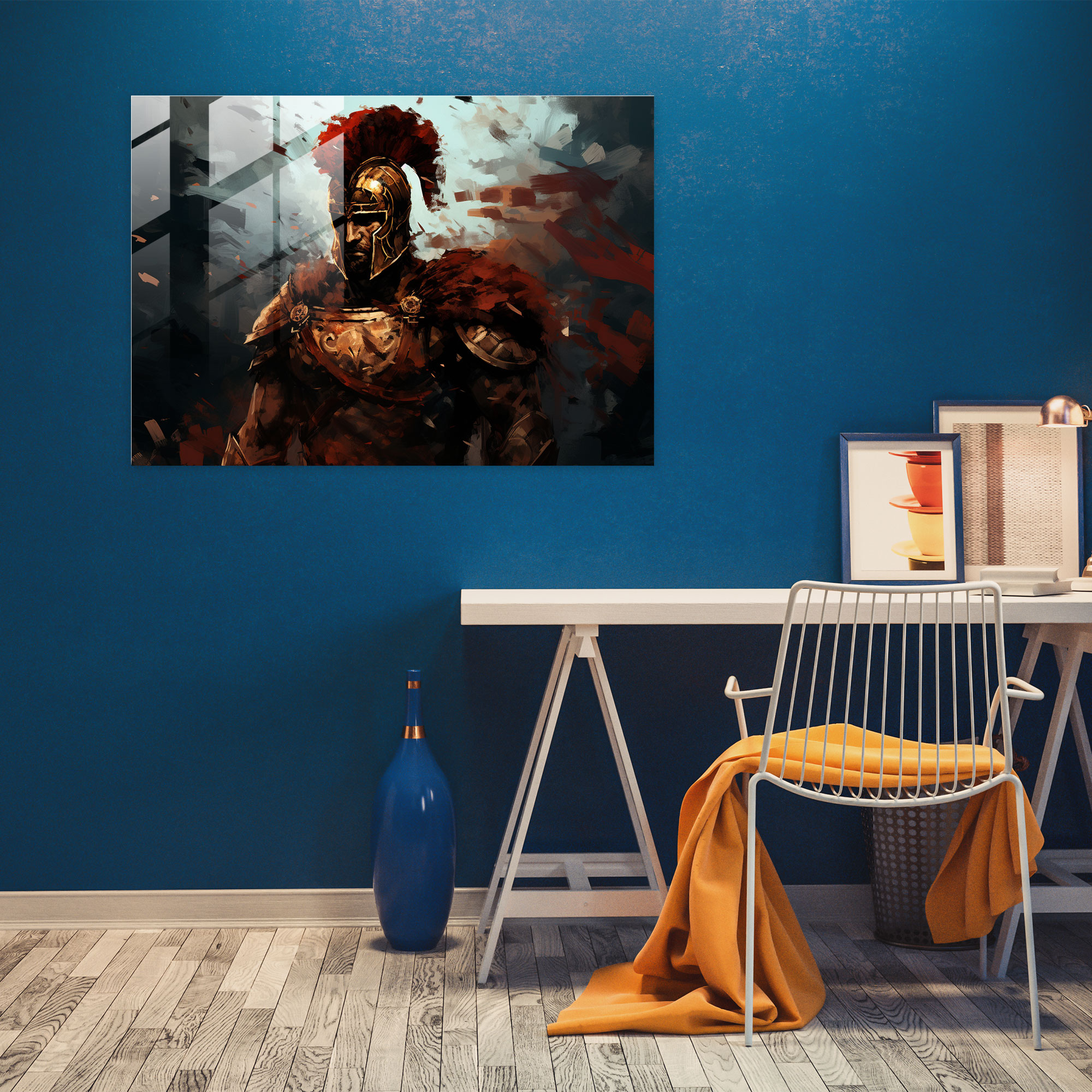 Antik Silahlar Cam Tablo - Antik Silahlar Cam Duvar Sanatı Modern Sanat Roma Gladyatörü