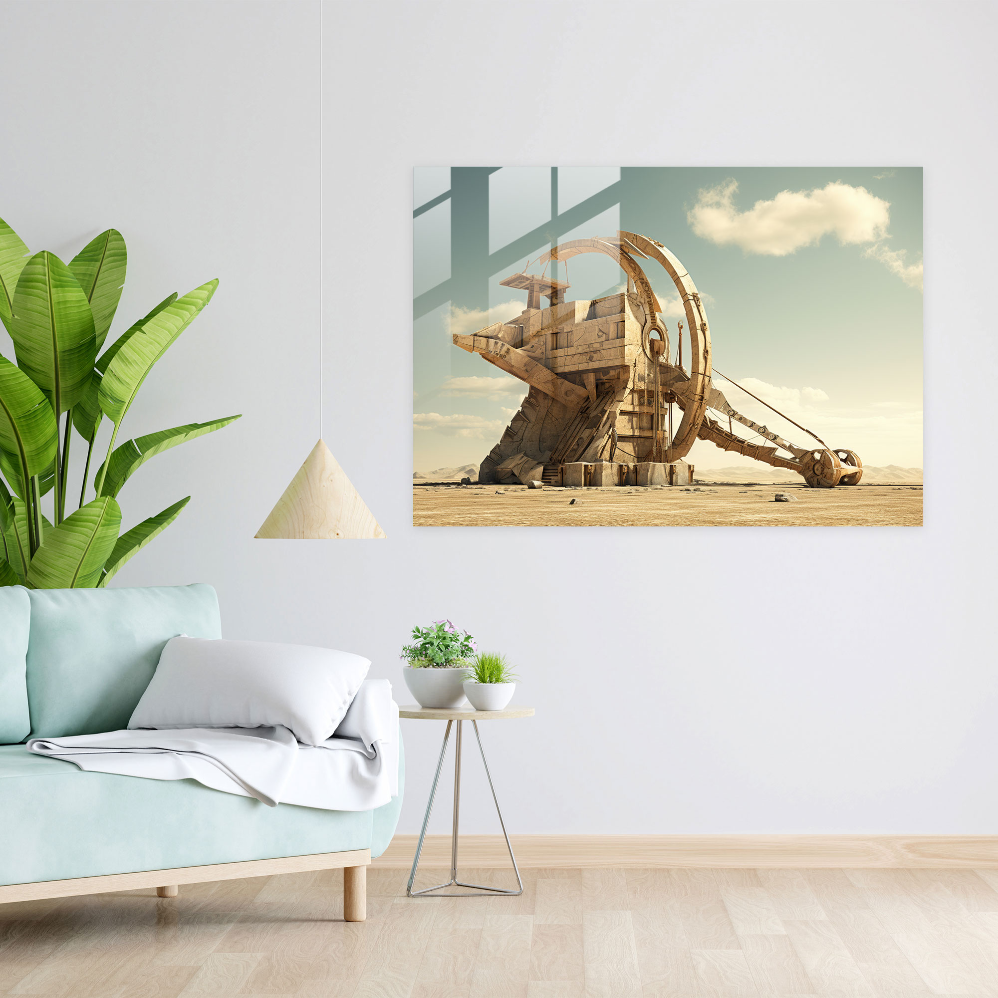 Futuristic Catapult Glass Print - Ancient Weapons, Modern Art, Glass Wall Art, Glass Art