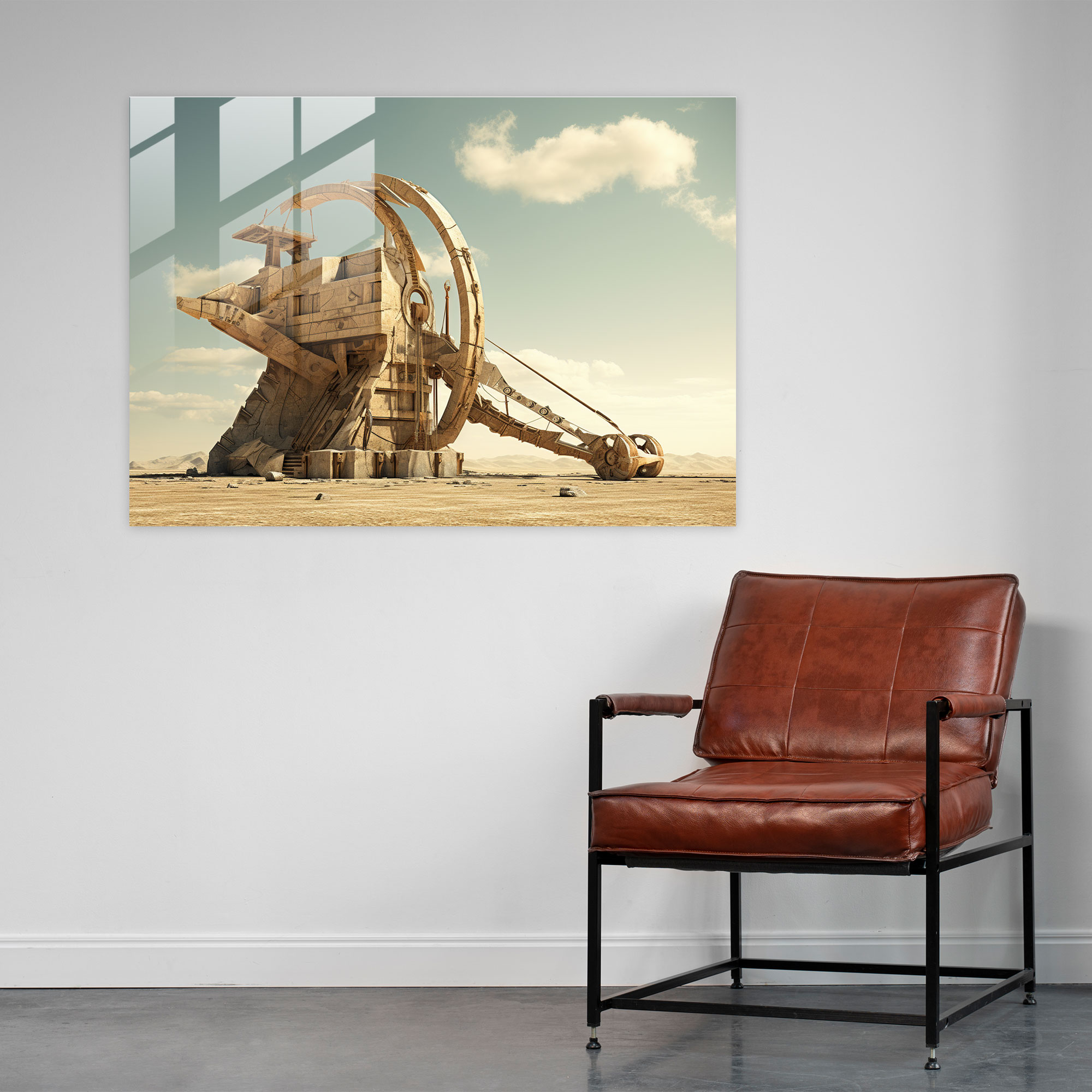 Futuristic Catapult Glass Print - Ancient Weapons, Modern Art, Glass Wall Art, Glass Art