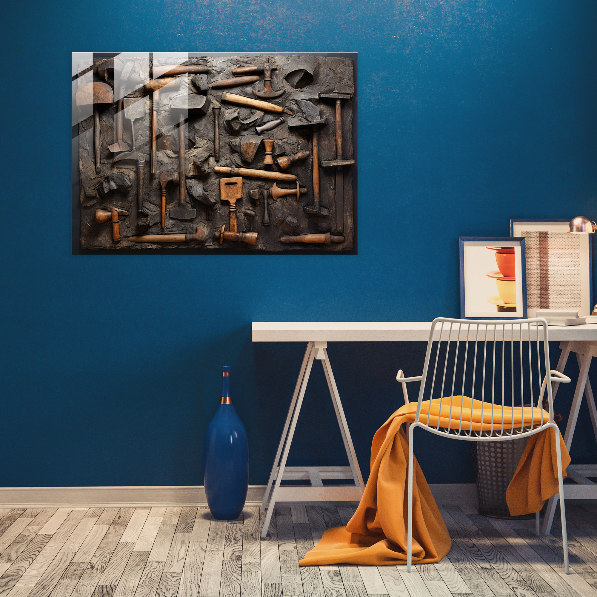 Abstract War Hammers Glass Print - Ancient Weapons, Glass Art, Home Decoration, Modern Art