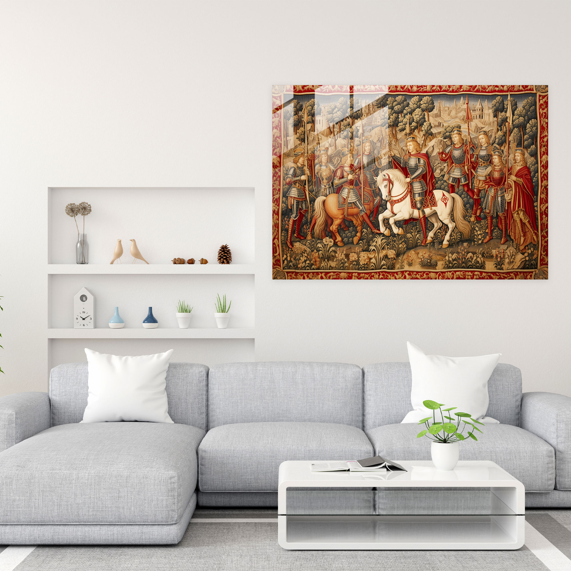 Ortaçağ Silahları Cam Tablosu - Antik Silahlar Modern Sanat Duvar Dekorasyonu Cam Sanatı