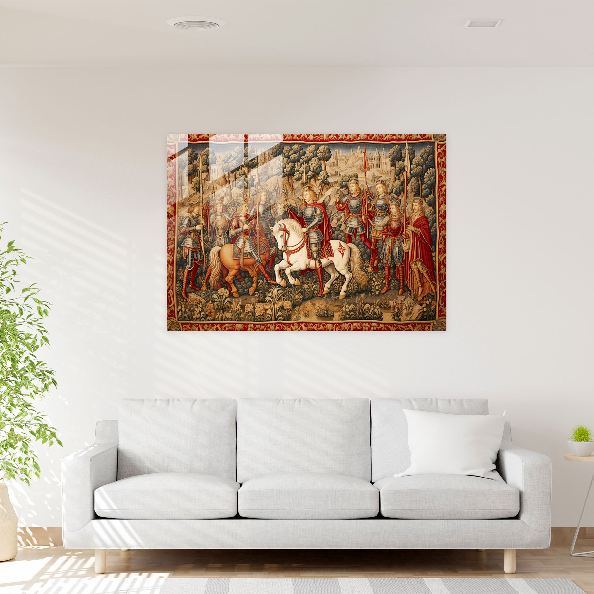 Ortaçağ Silahları Cam Tablosu - Antik Silahlar Modern Sanat Duvar Dekorasyonu Cam Sanatı