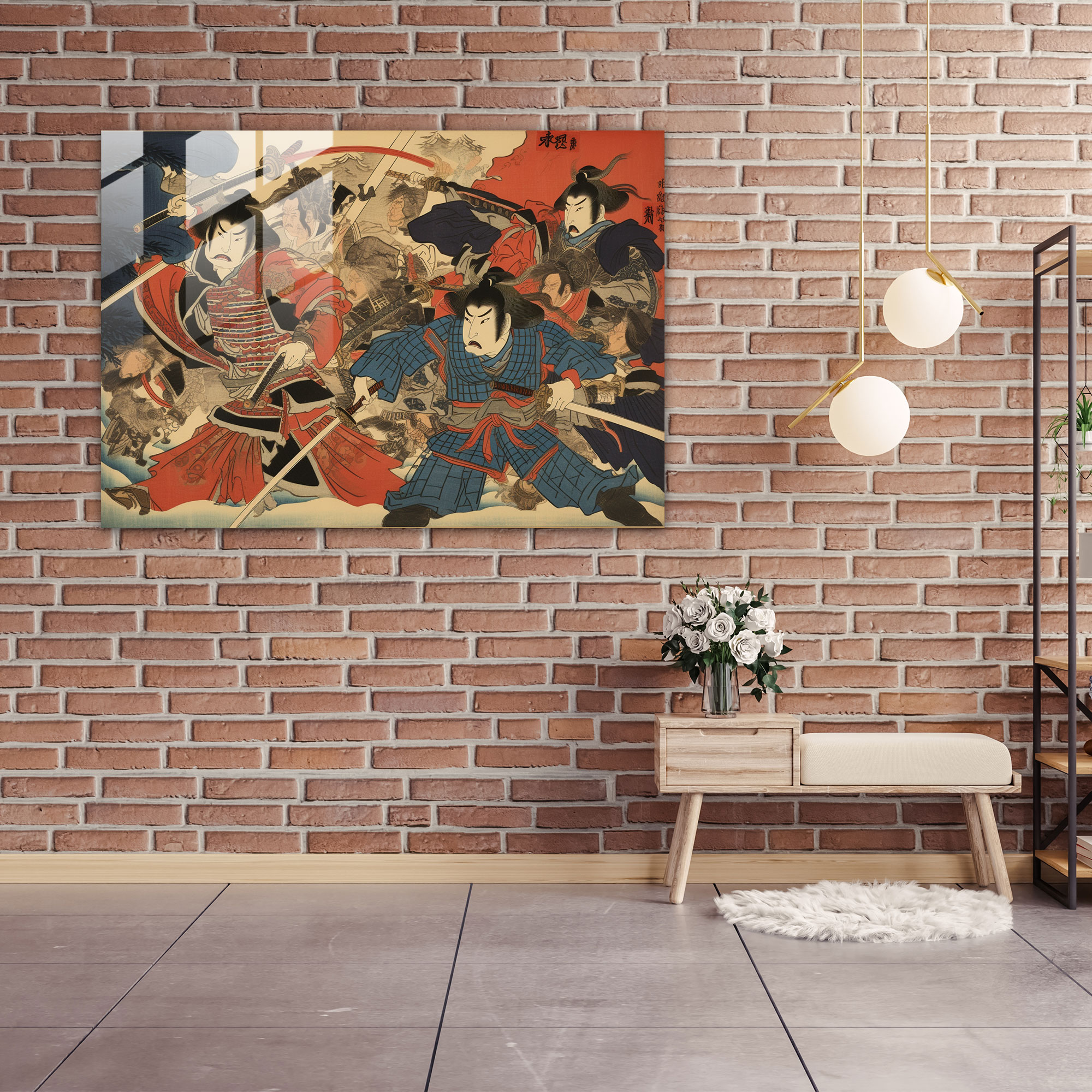 Samurai Weapons Glass Print - Ancient Weapons, Wall Decoration, Japanese Woodblock Print, Ancient Weapons