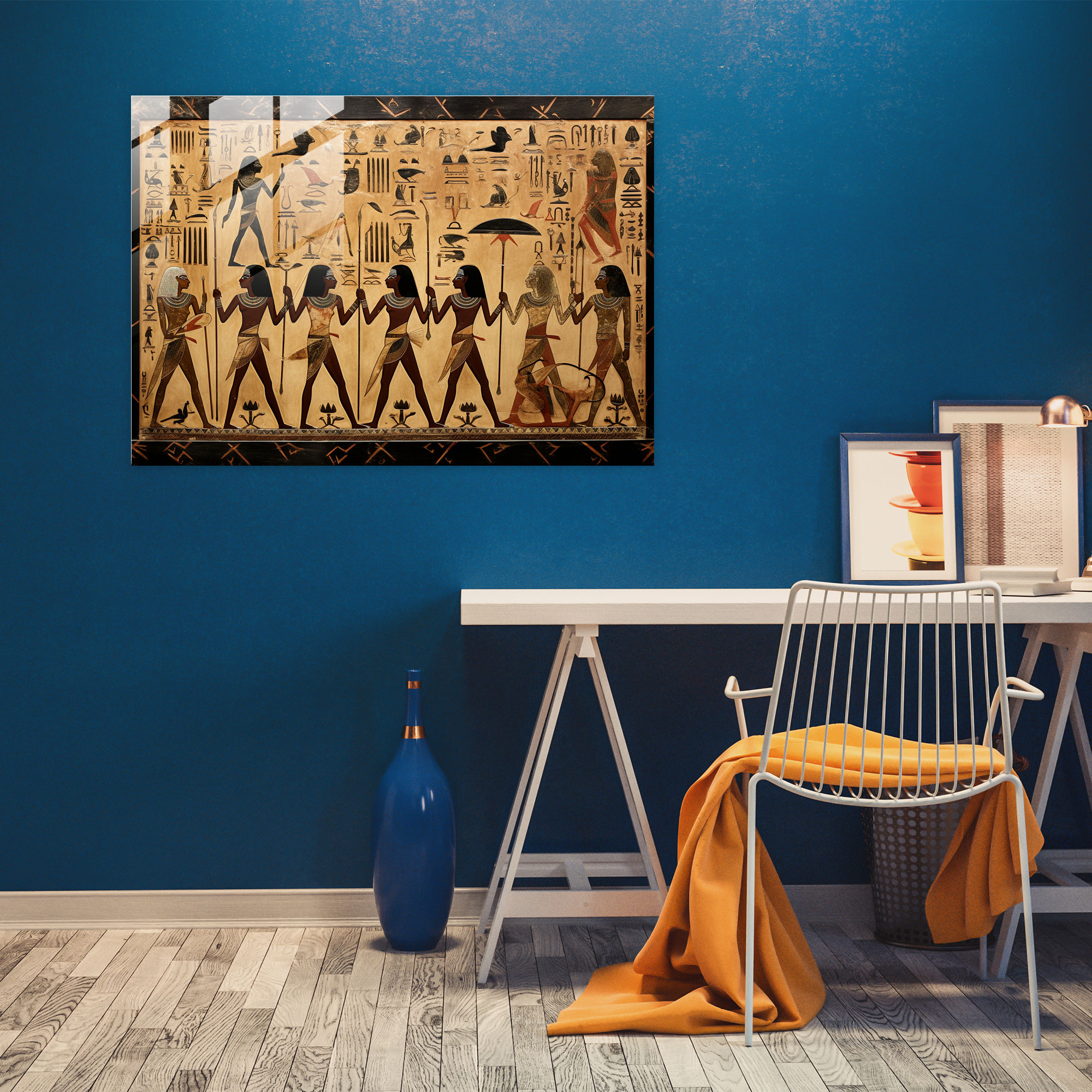 Egyptian Weapons Glass Print - Ancient Weapons, Wall Decoration, Ancient Weapons, Egyptian Hieroglyphics