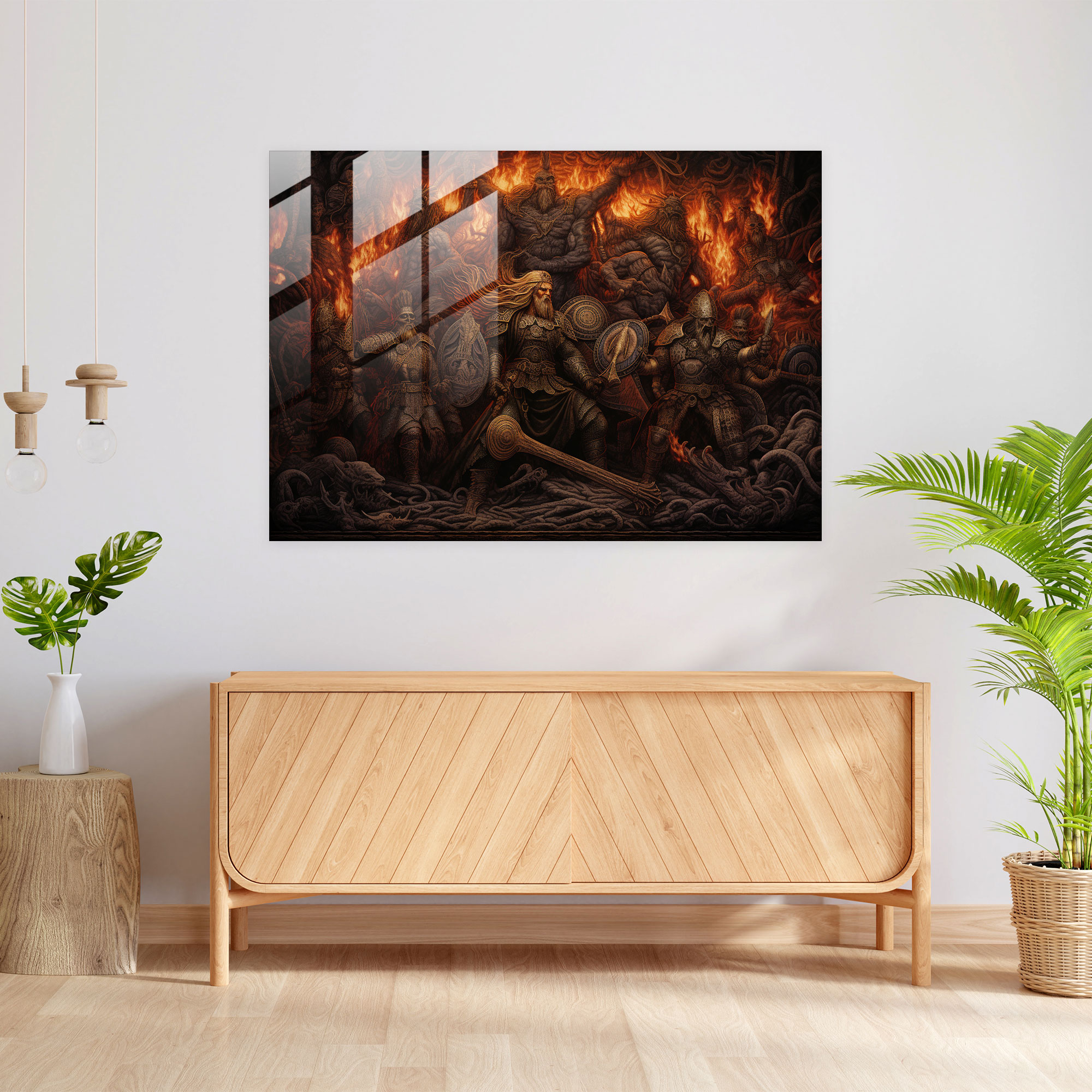 Viking Silahları Cam Tablo - Antik Silahlar Duvar Dekorasyonu