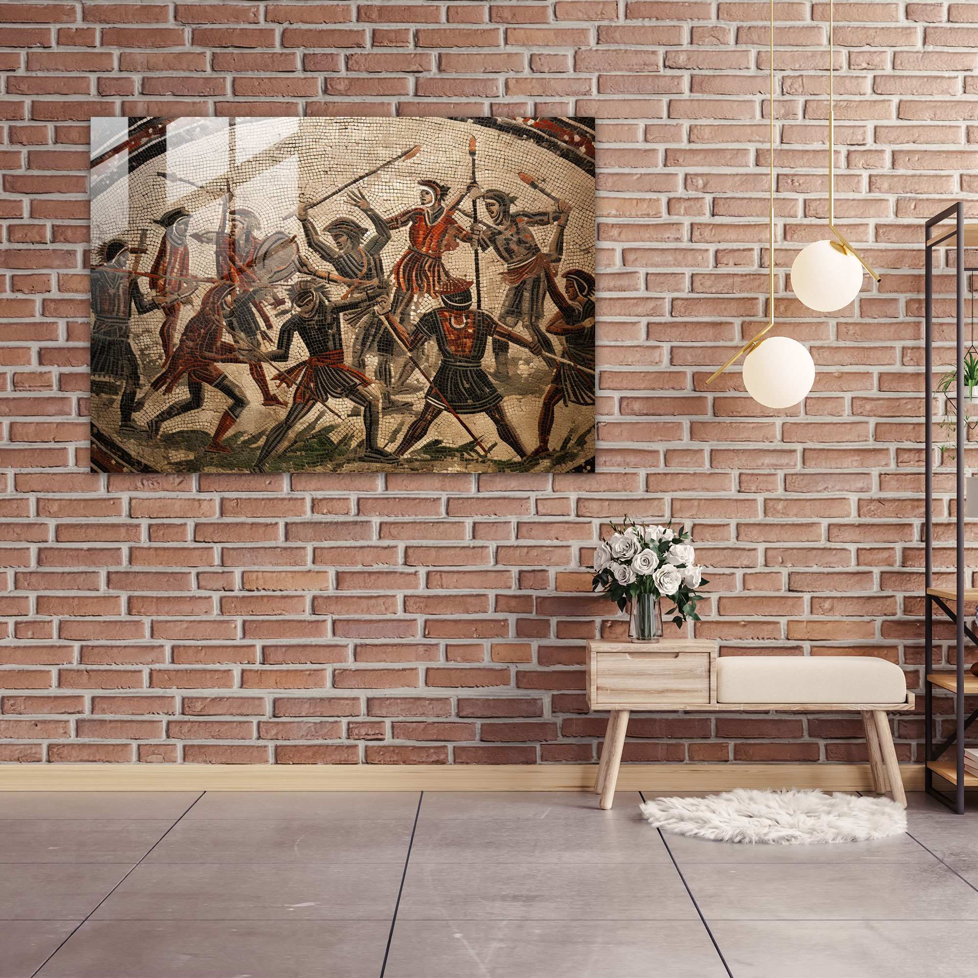 Roman Weapons Glass Print - Ancient Weapons, Wall Decoration, Nets, Glass Art