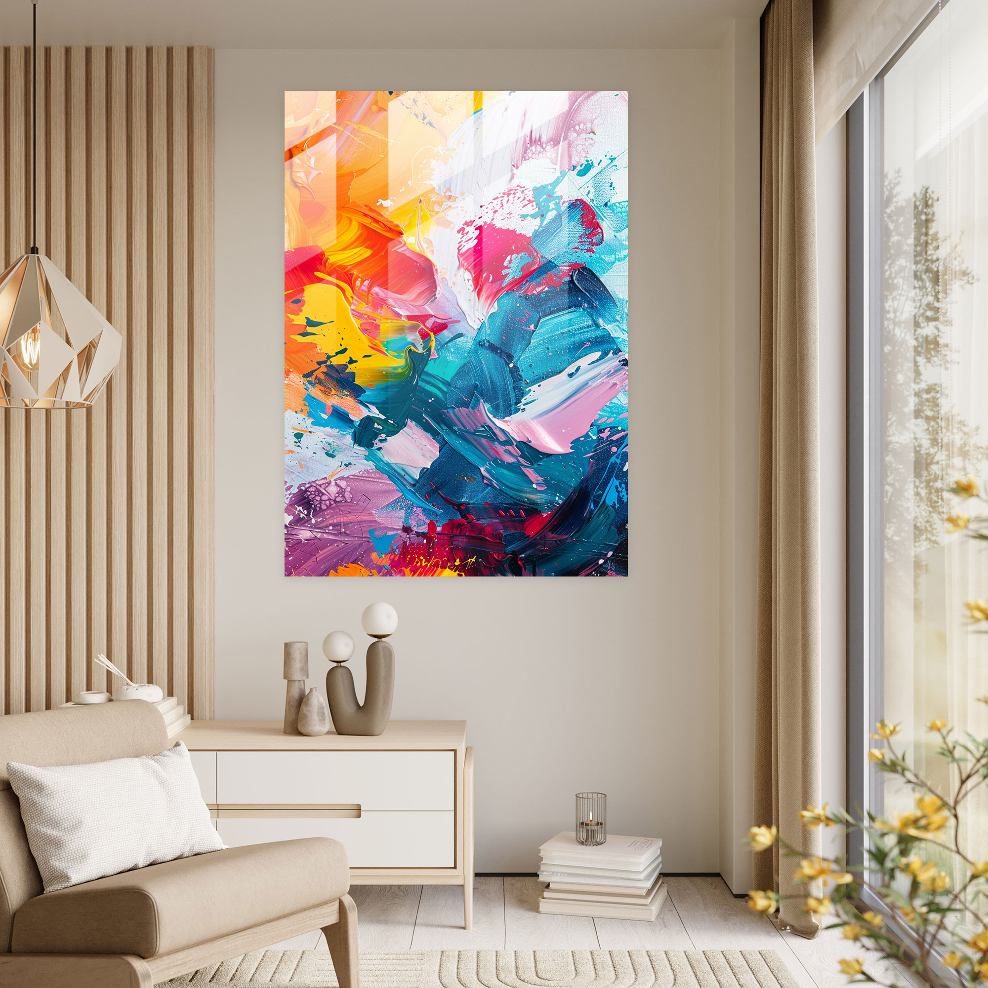Action Painting Glass Wall Art - Action Painting, Modern Art, Wall Decoration, Glass Wall Art