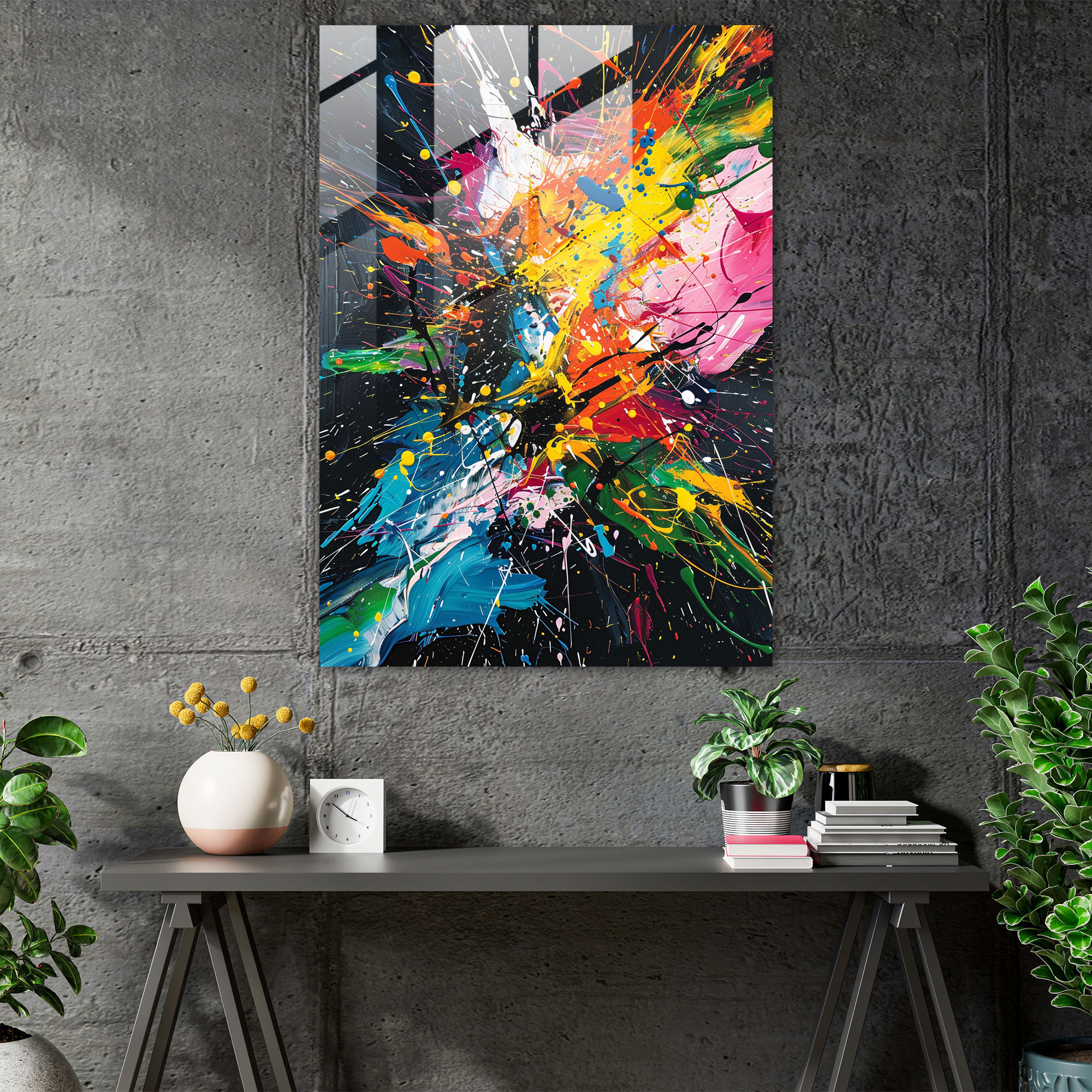 Action Painting Glass Art - Action Painting, Modern Art, Glass Art, Home Decoration