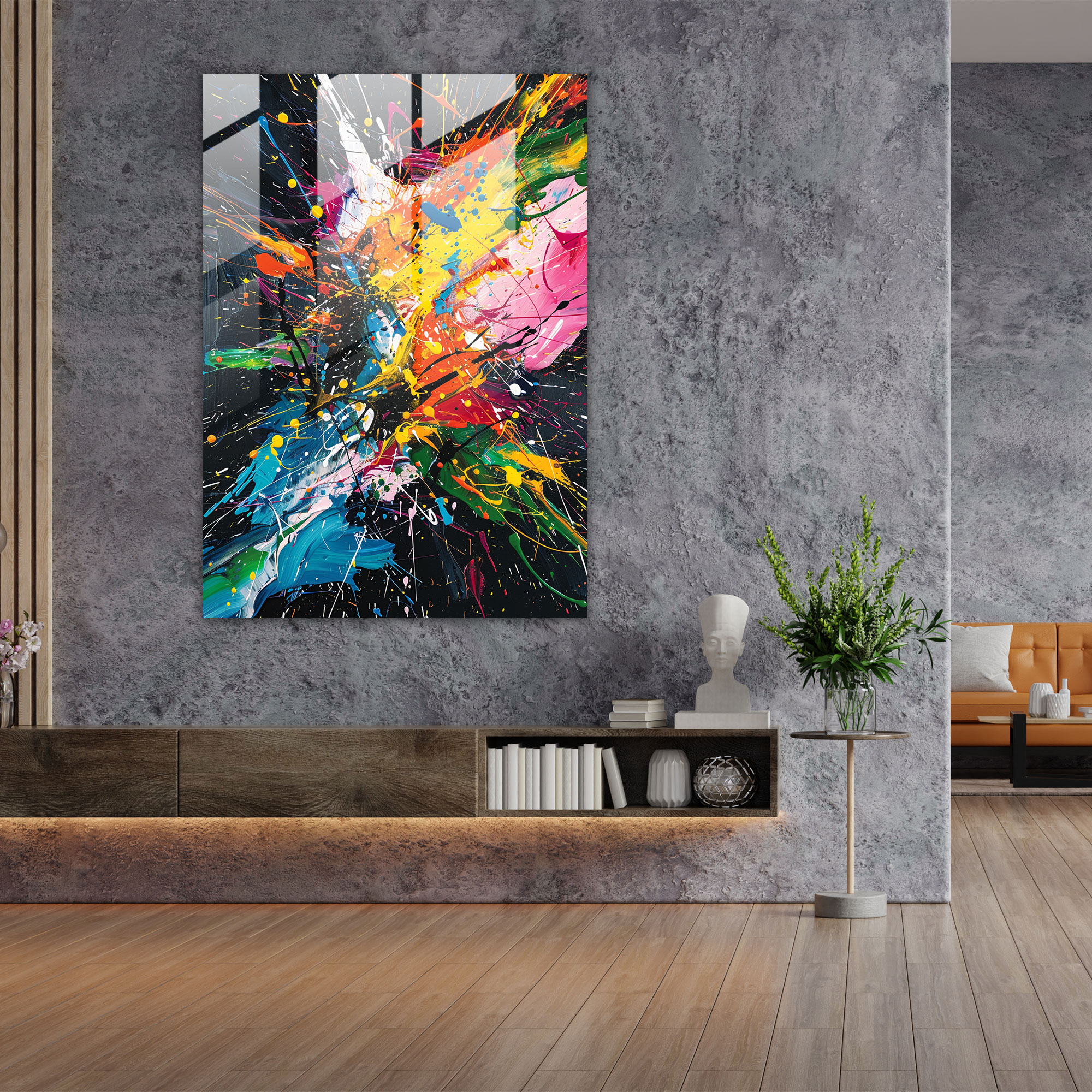Action Painting Glass Art - Action Painting, Modern Art, Glass Art, Home Decoration