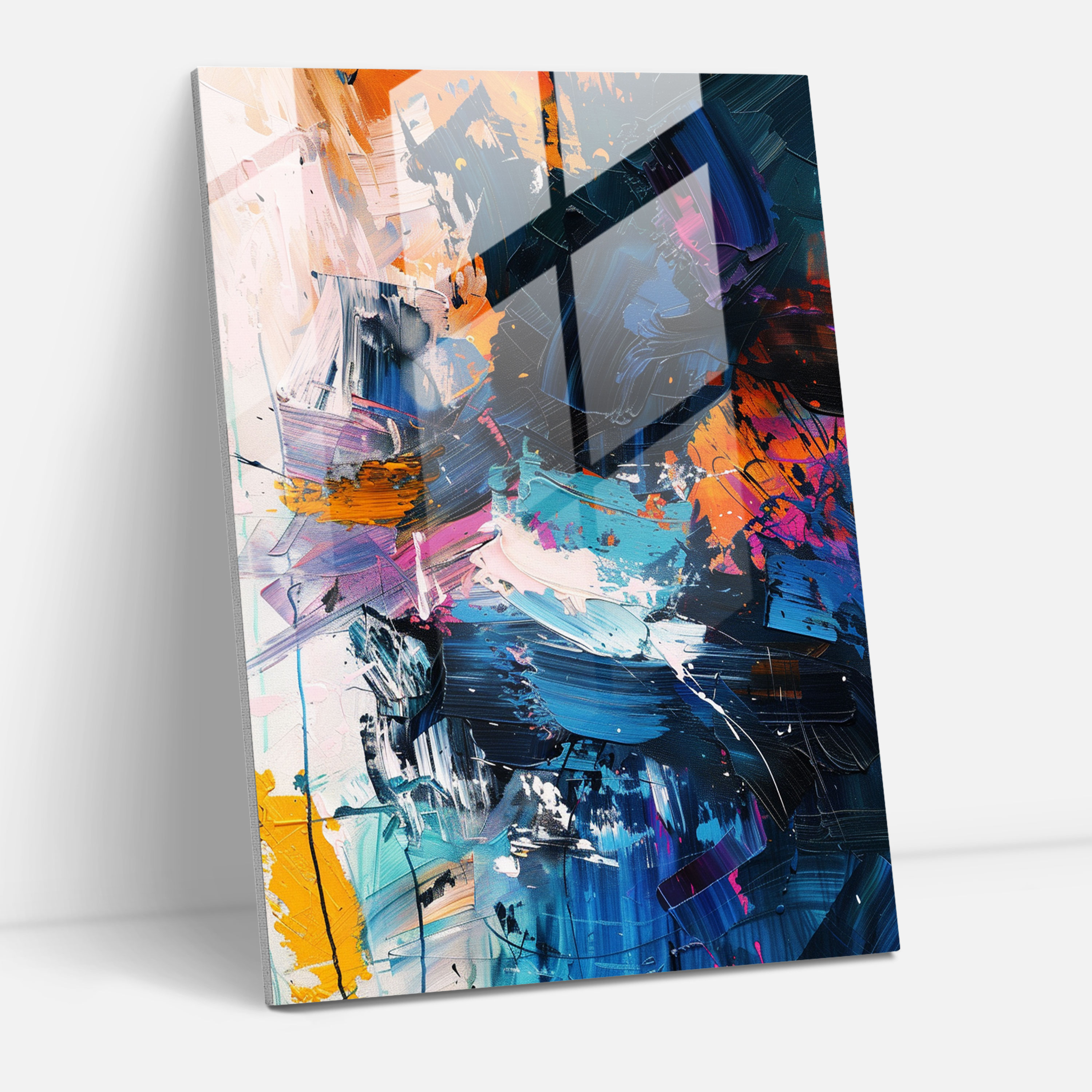 Action Painting Glass Print - Action Painting, Glass Print, Modern Art, Home Decoration