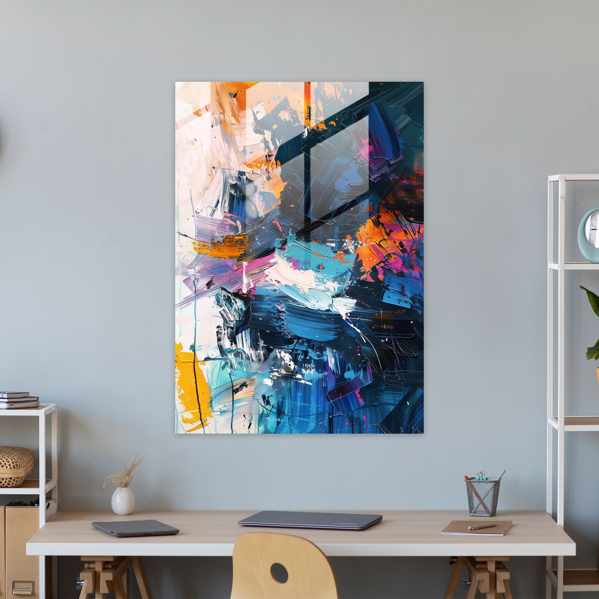 Action Painting Glass Print - Action Painting, Glass Print, Modern Art, Home Decoration