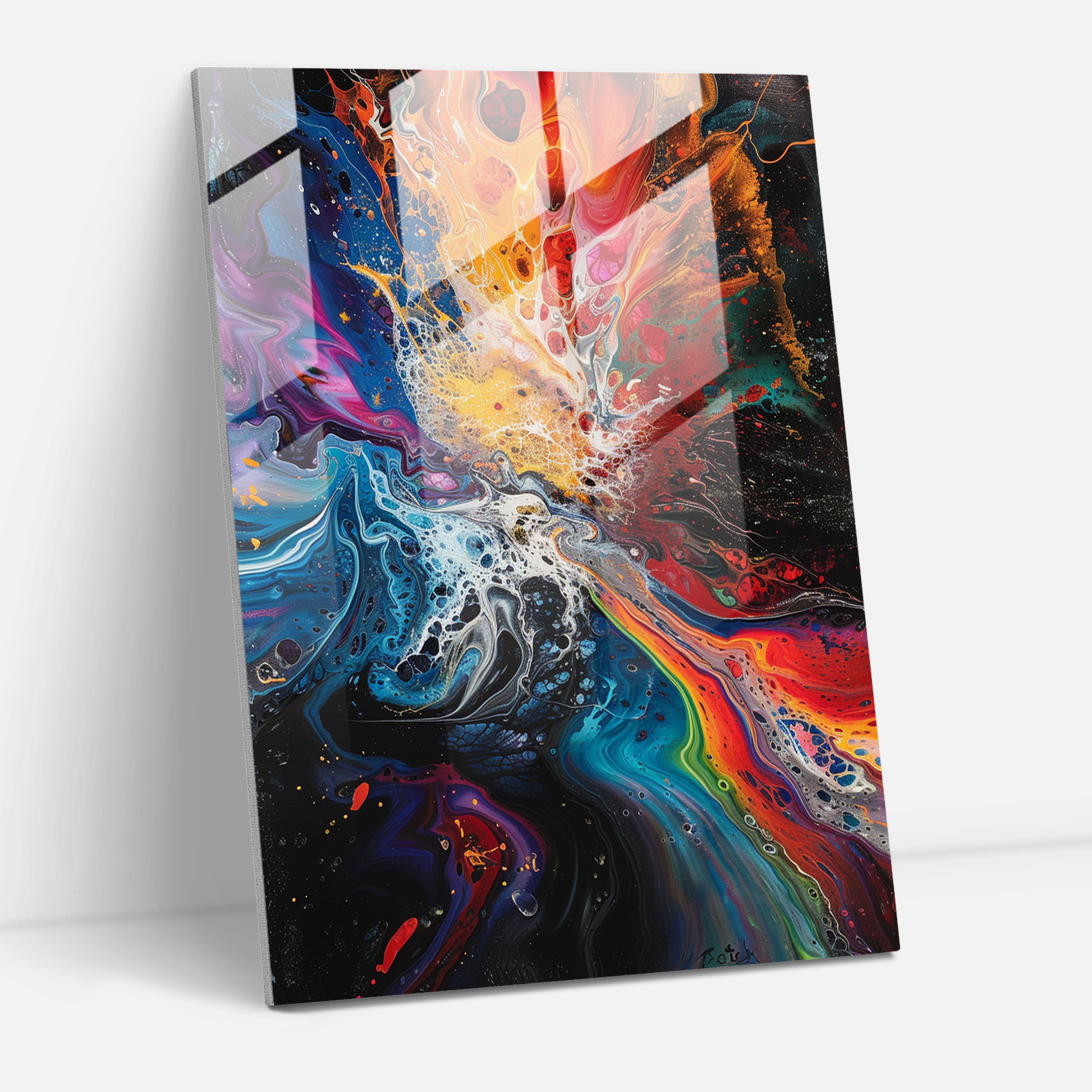 Action Painting Glass Wall Art - Action Painting, Glass Wall Art, Wall Decoration, Modern Art