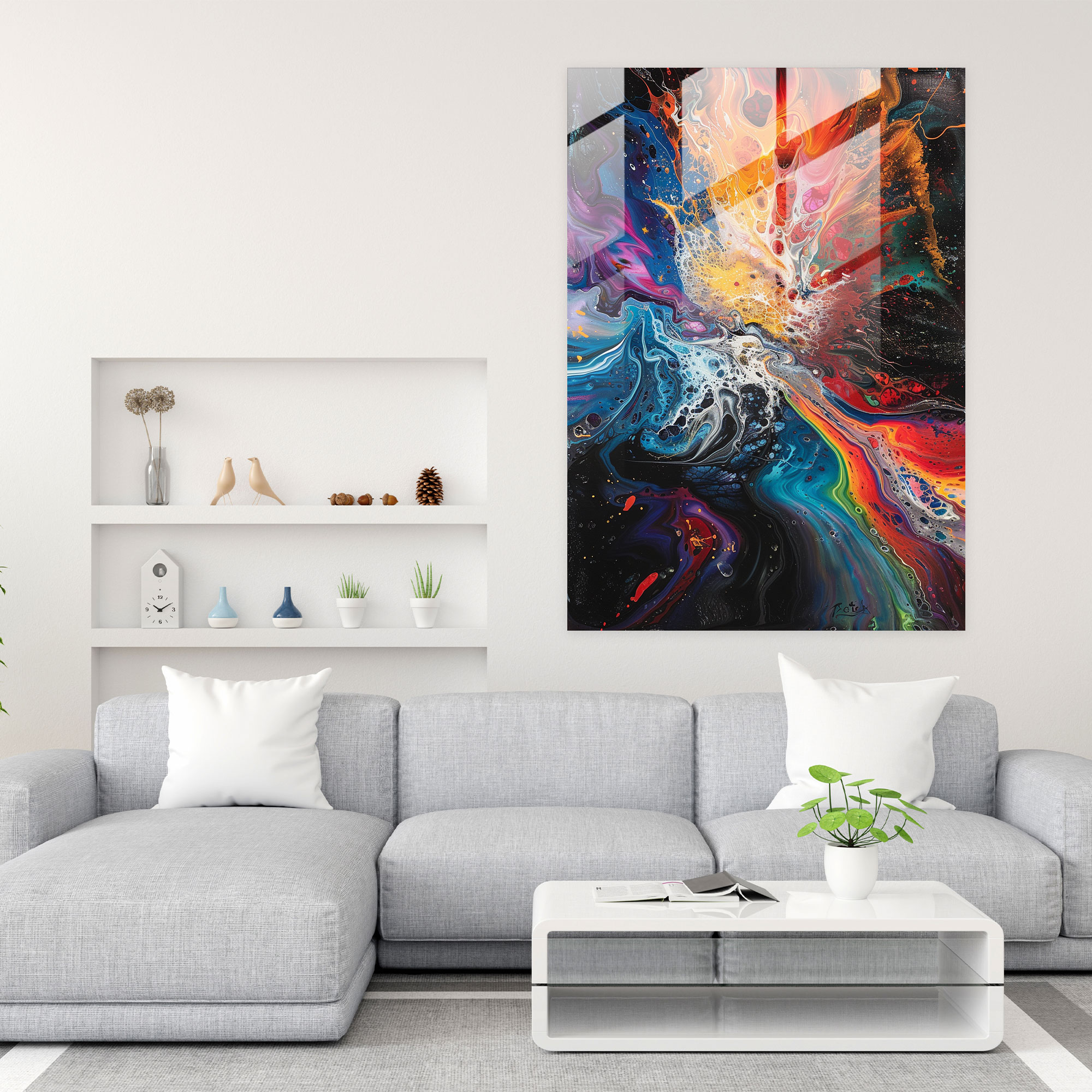Action Painting Glass Wall Art - Action Painting, Glass Wall Art, Wall Decoration, Modern Art