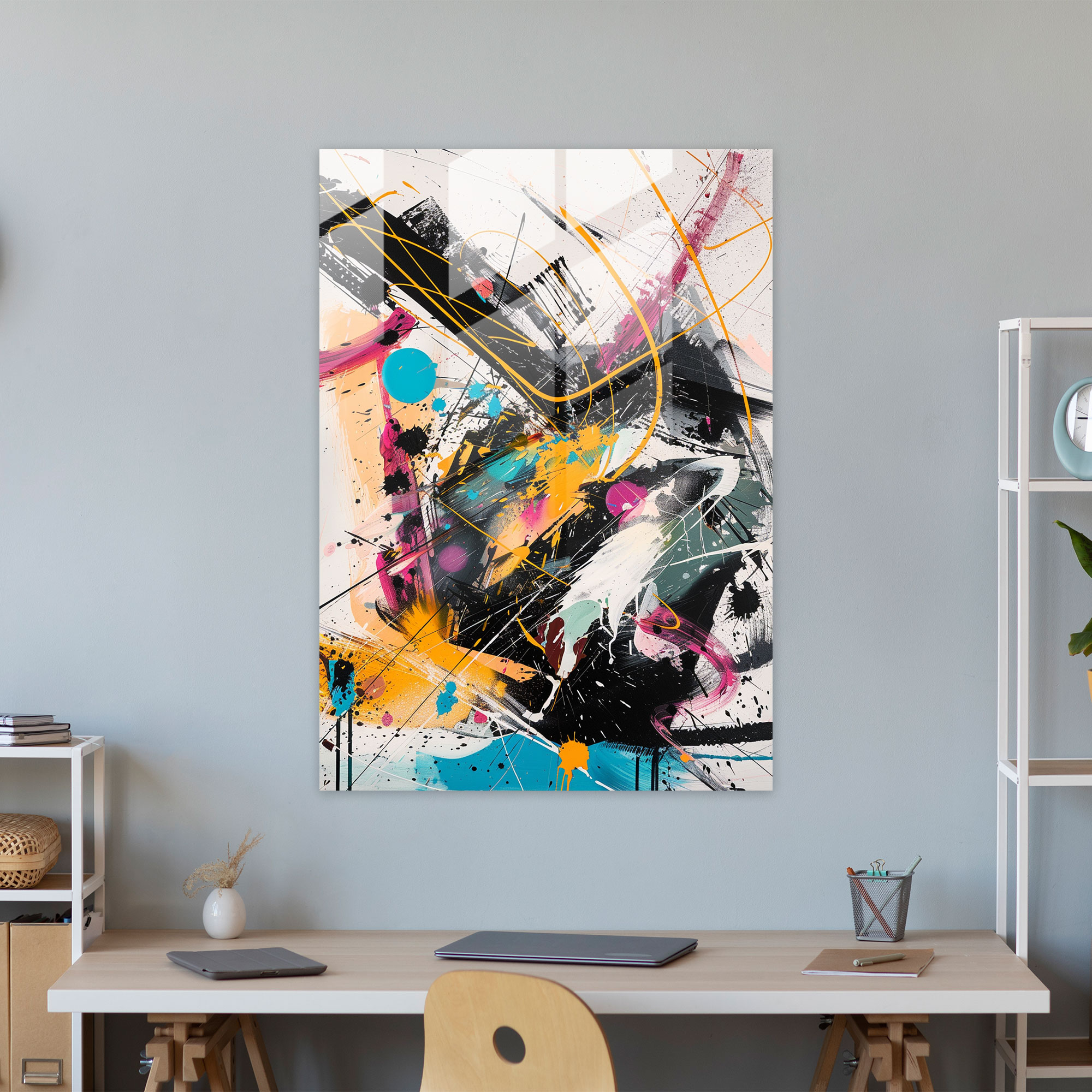 Action Painting Glass Art - Action Painting, Home Decoration, Modern Art, Action Painting