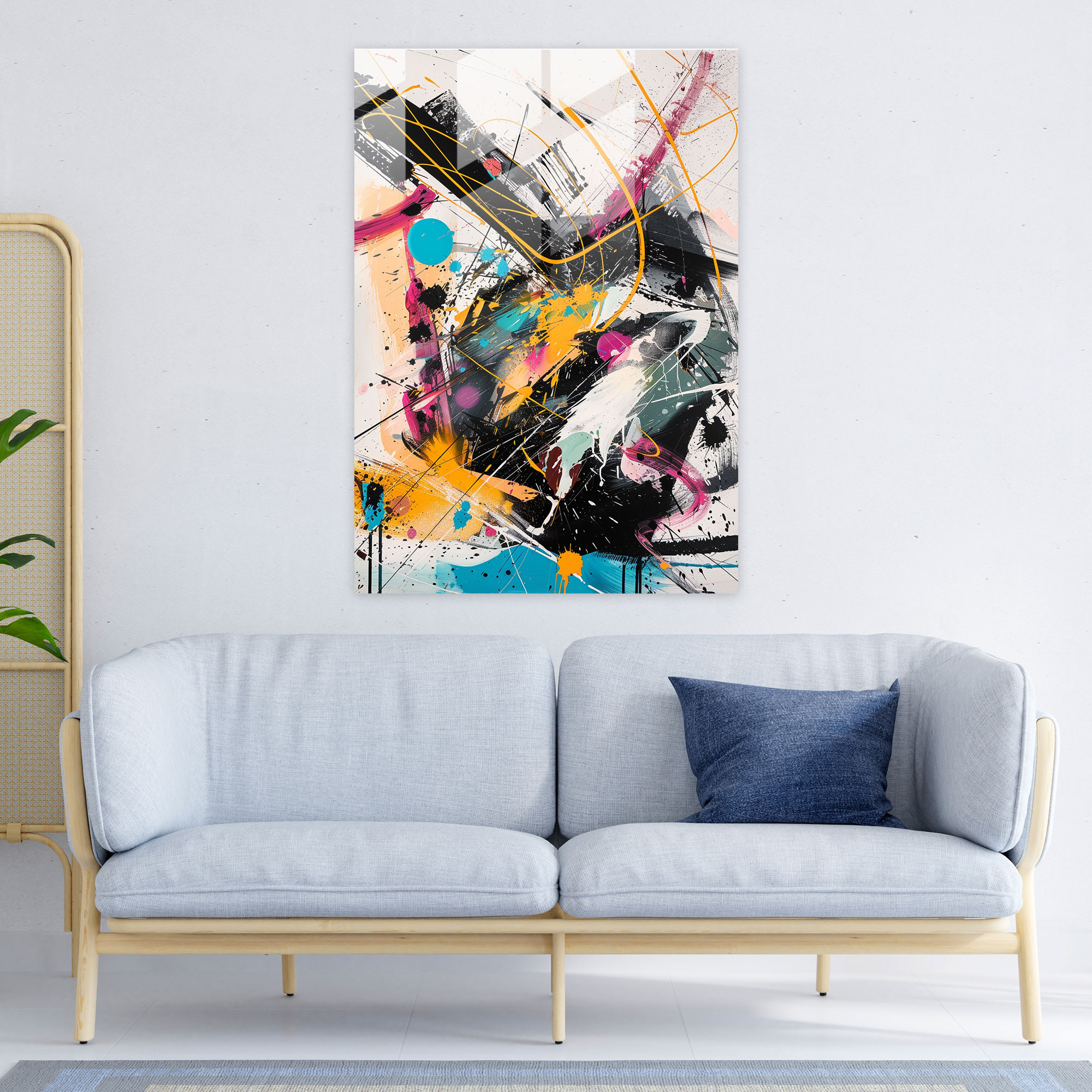 Action Painting Glass Art - Action Painting, Home Decoration, Modern Art, Action Painting