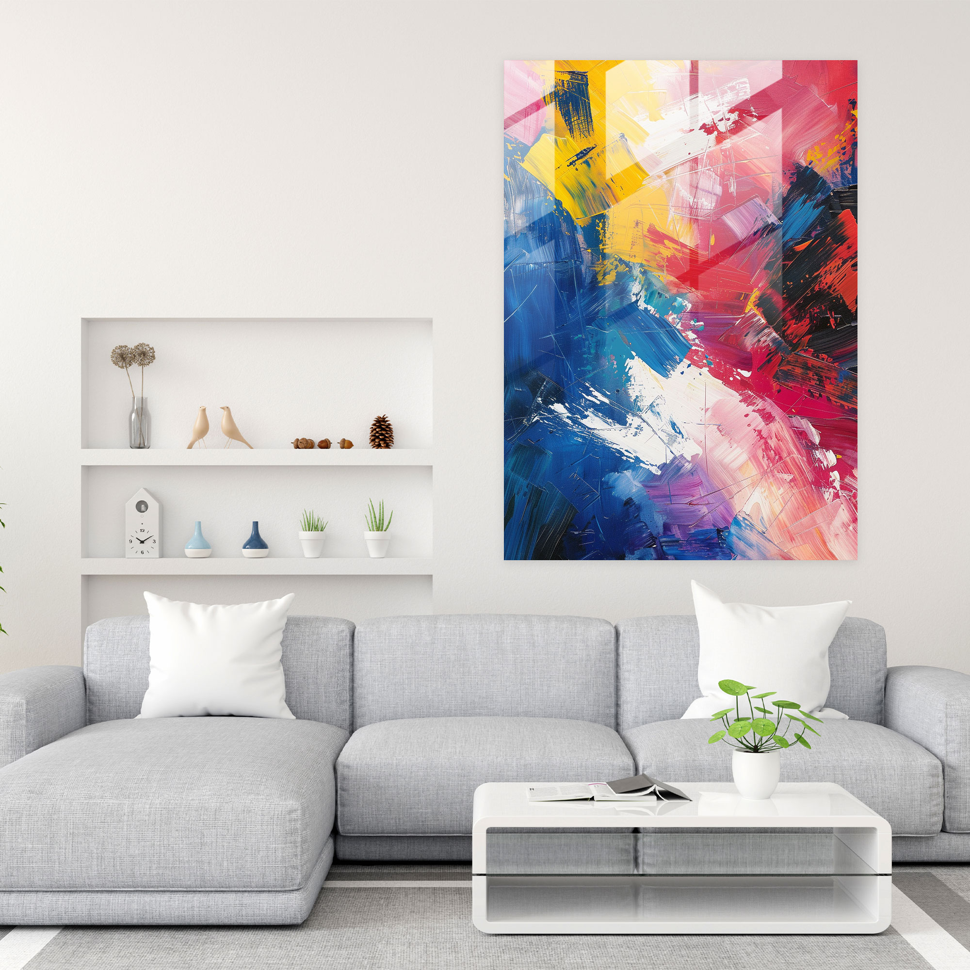 Action Painting Wall Art - Bold Brushstrokes And Energetic Colors - Action Painting, Home Decoration, Glass Wall Art, Modern Art