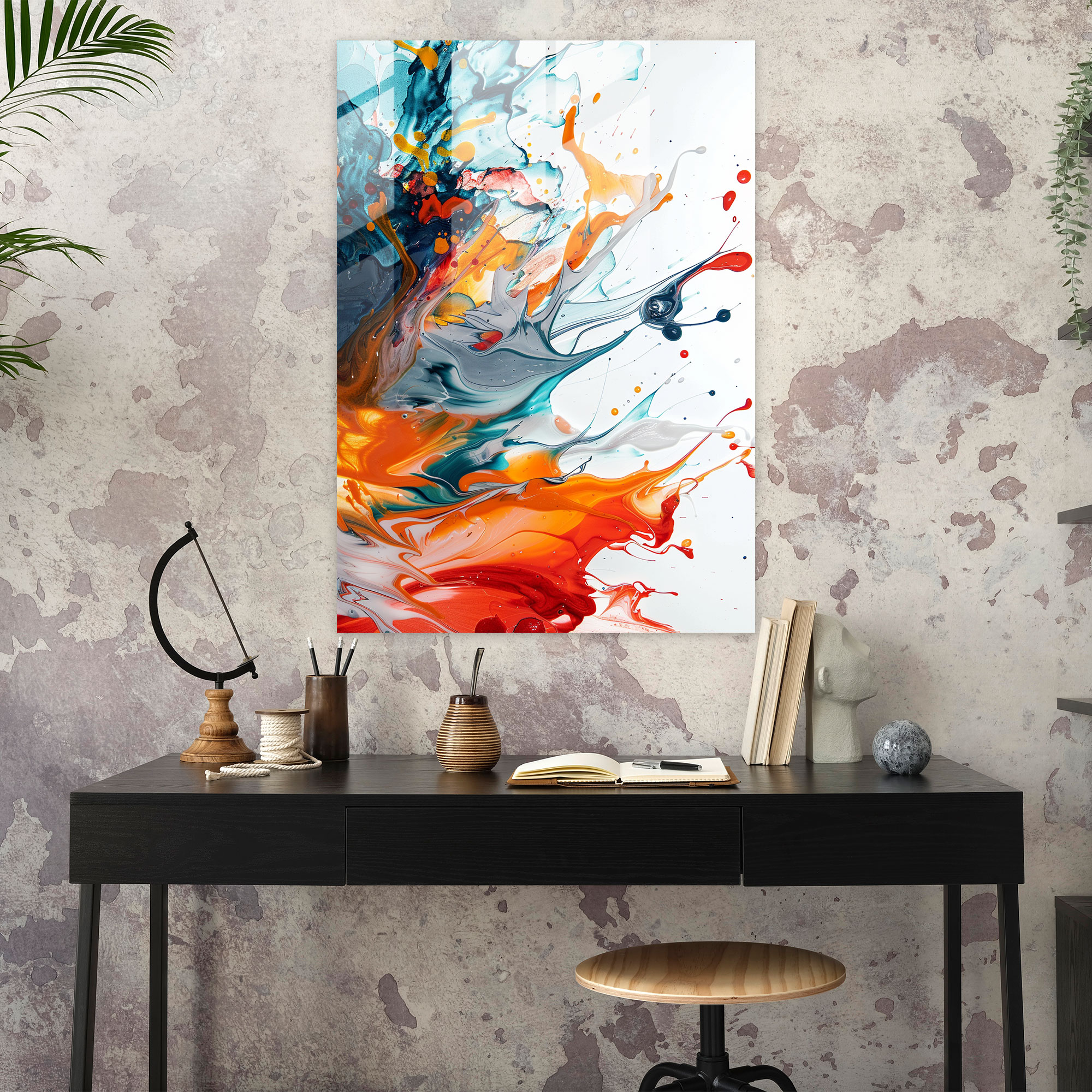 Action Painting Glass Art - Dynamic Movement And Powerful Strokes - Action Painting, Modern Art, Action Painting, Home Decoration