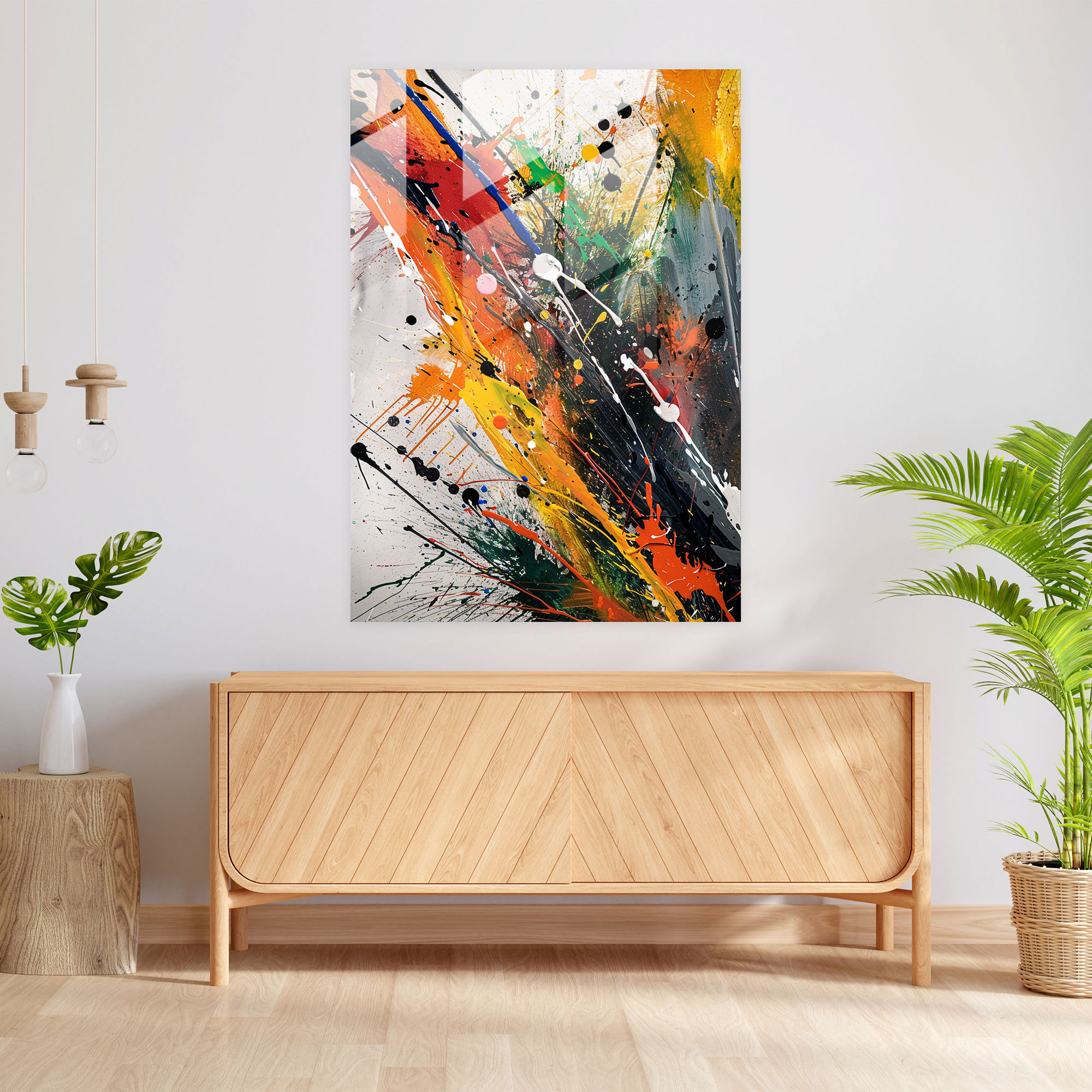 Action Painting Home Decoration - Expressive Splashes And Drips - Action Painting, Action Painting, Glass Print, Home Decoration