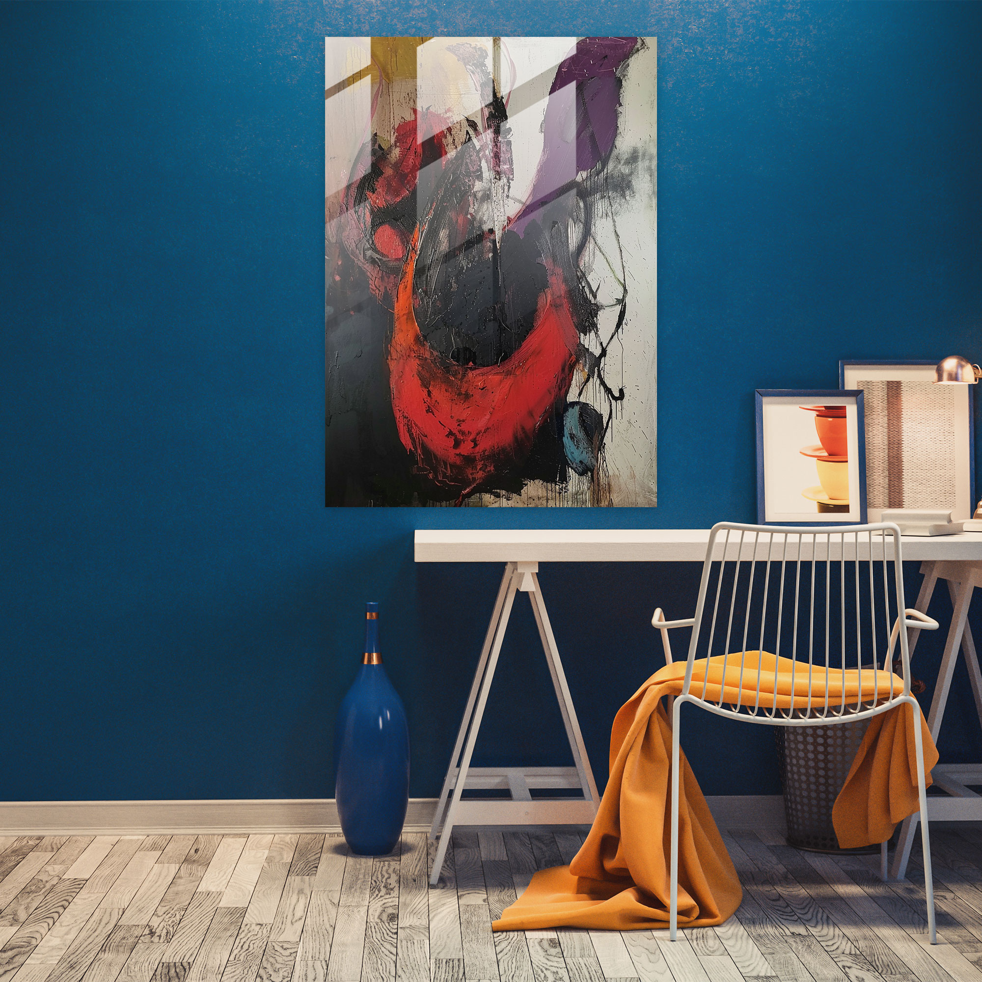 Action Painting Wall Decoration - Organic And Abstract Forms - Action Painting, Action Painting, Modern Art, Glass Wall Art