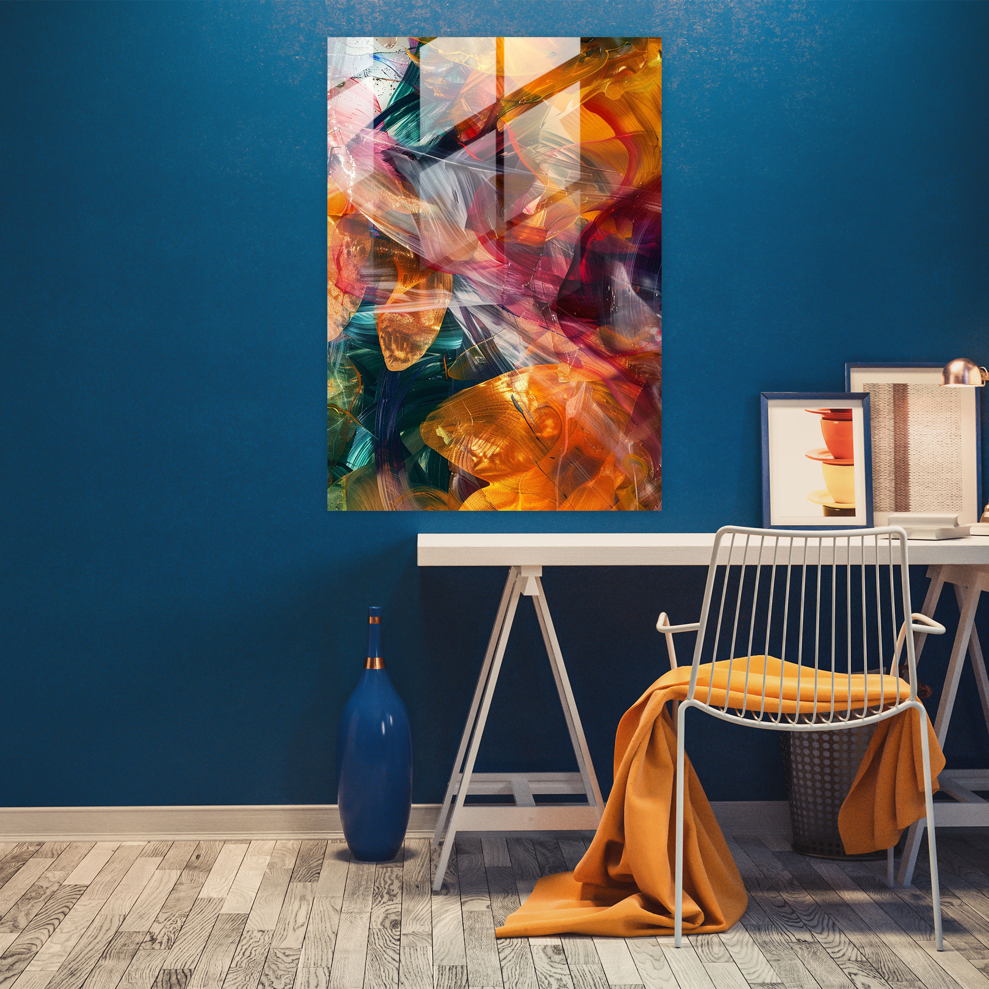 Action Painting Glass Print - Energetic Brushstrokes And Movement - Action Painting, Action Painting, Modern Art, Home Decoration
