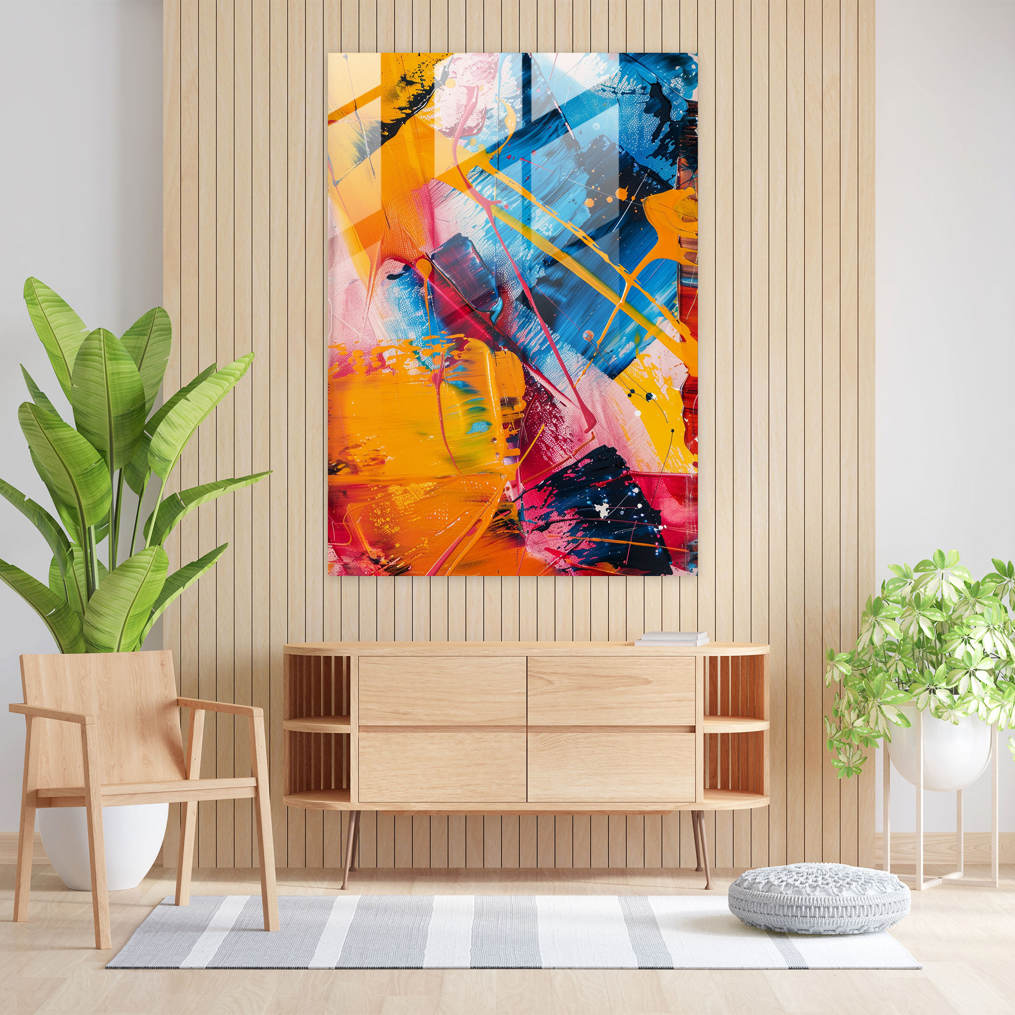 Action Painting Glass Wall Art - Vibrant Color Palette And Spontaneous Marks - Action Painting, Glass Wall Art, Action Painting, Modern Art