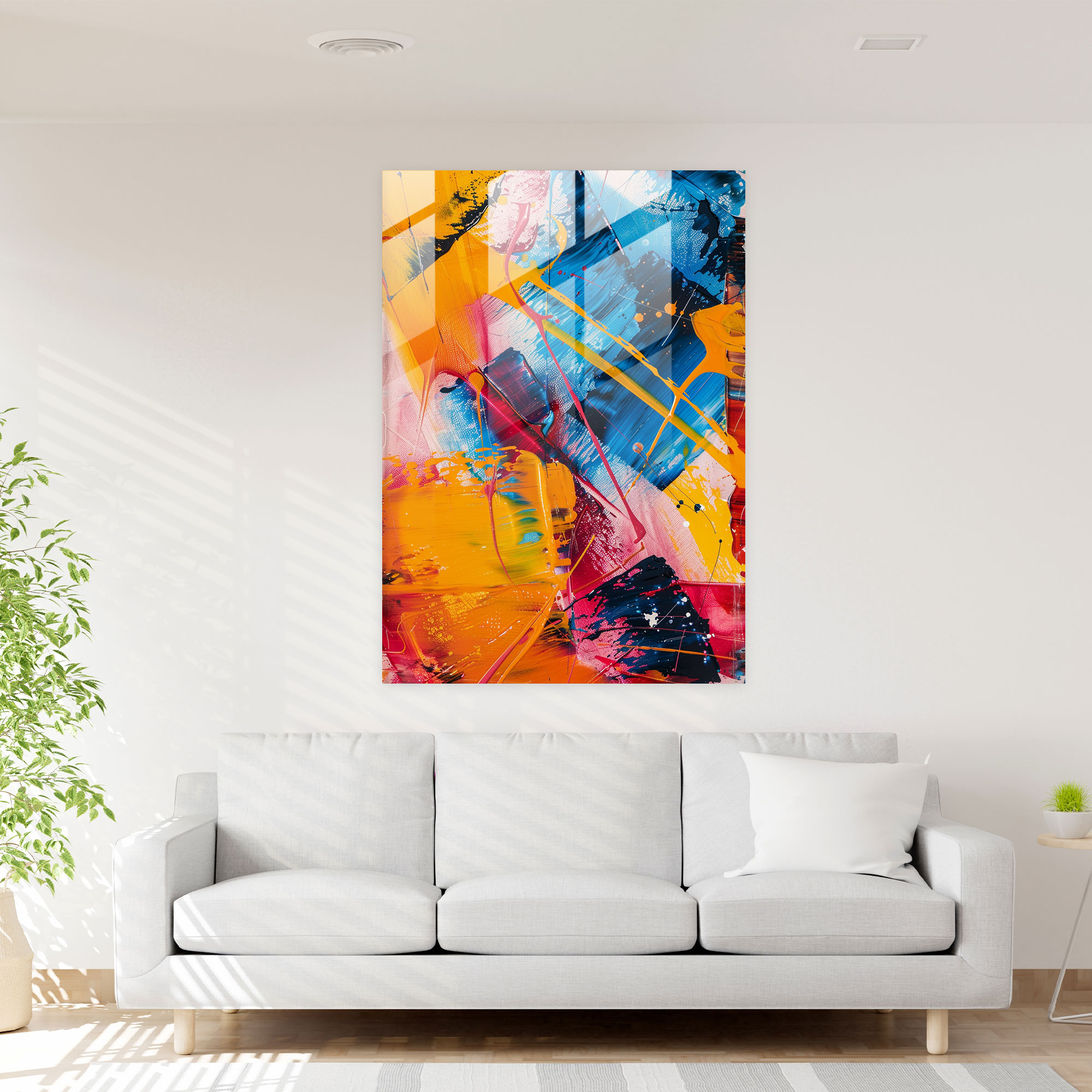 Action Painting Glass Wall Art - Vibrant Color Palette And Spontaneous Marks - Action Painting, Glass Wall Art, Action Painting, Modern Art