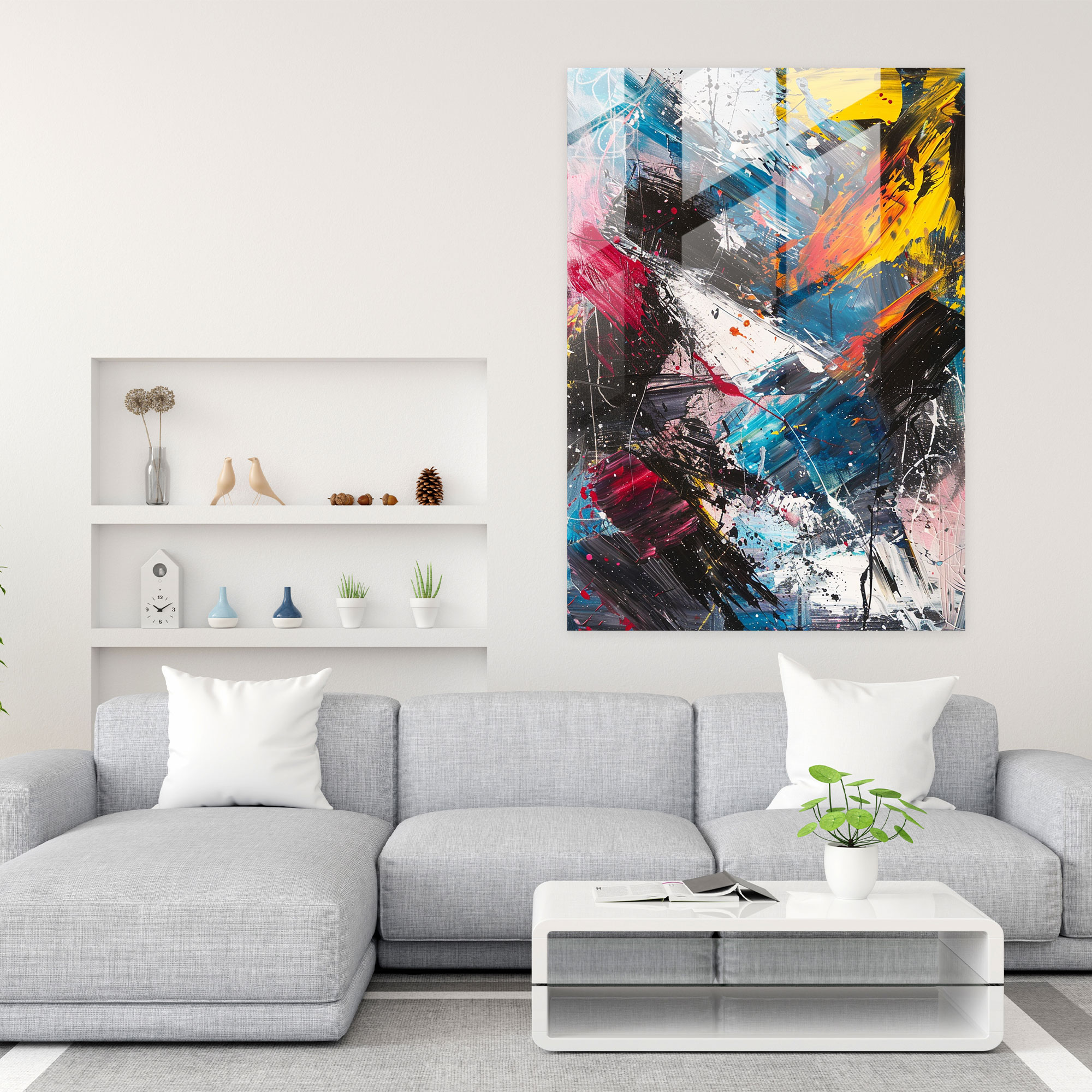 Action Painting Wall Decoration - Raw Energy And Expressive Brushwork - Action Painting, Modern Art, Glass Print, Wall Decoration