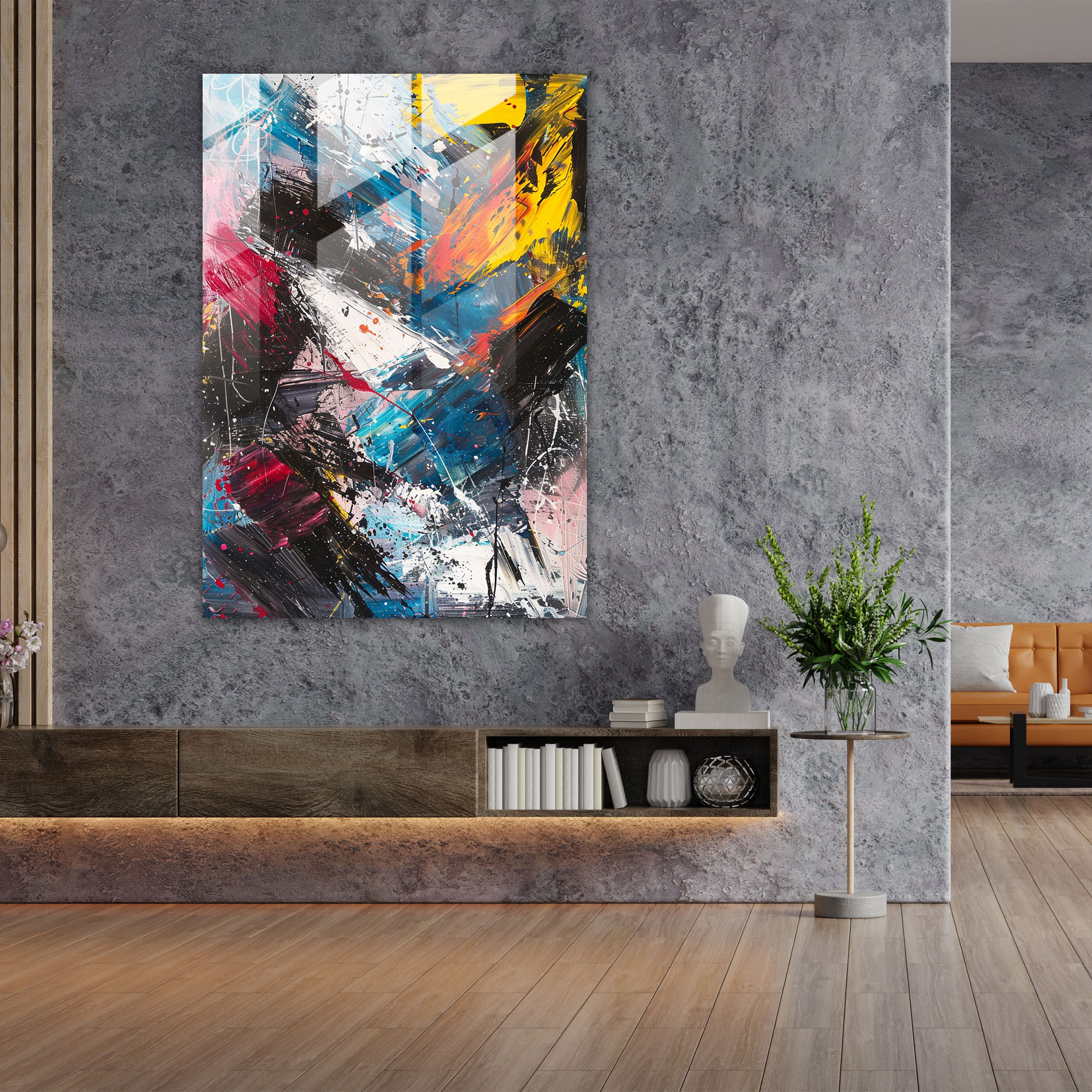 Action Painting Wall Decoration - Raw Energy And Expressive Brushwork - Action Painting, Modern Art, Glass Print, Wall Decoration