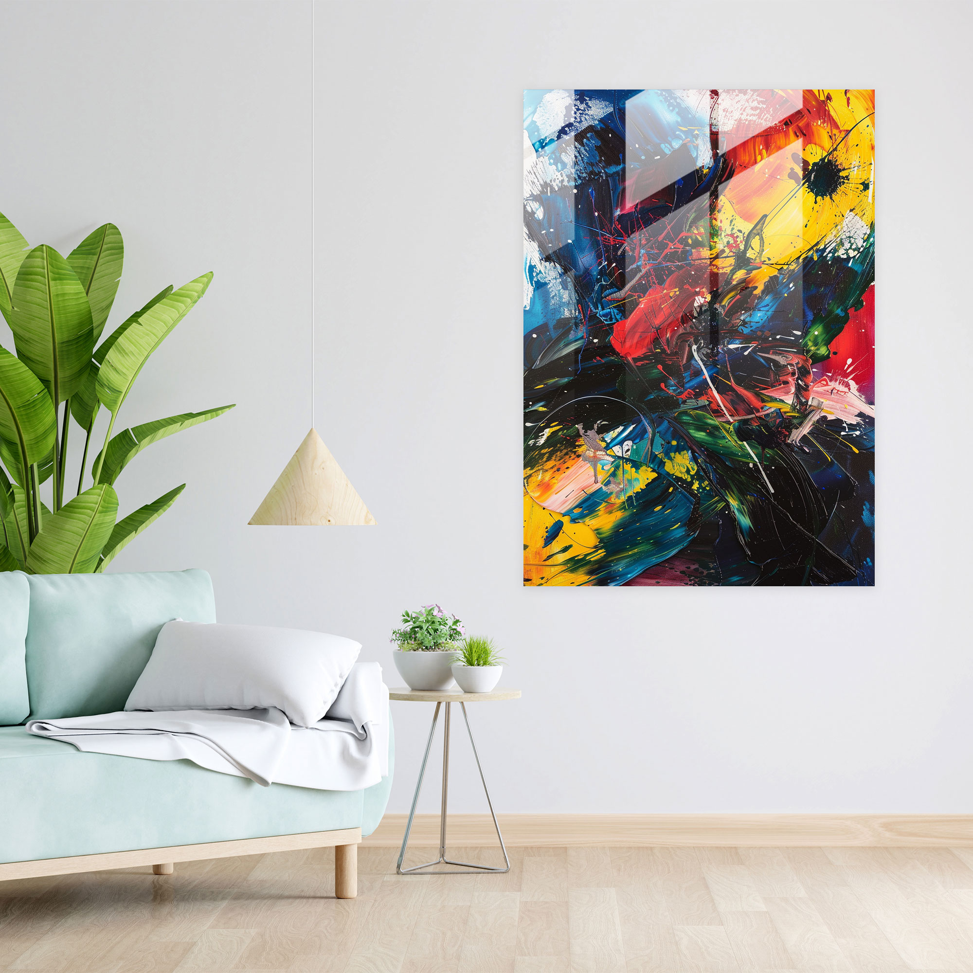 Energetic Brushstrokes Glass Wall Art - Action Painting, Home Decoration, Glass Wall Art, Action Painting