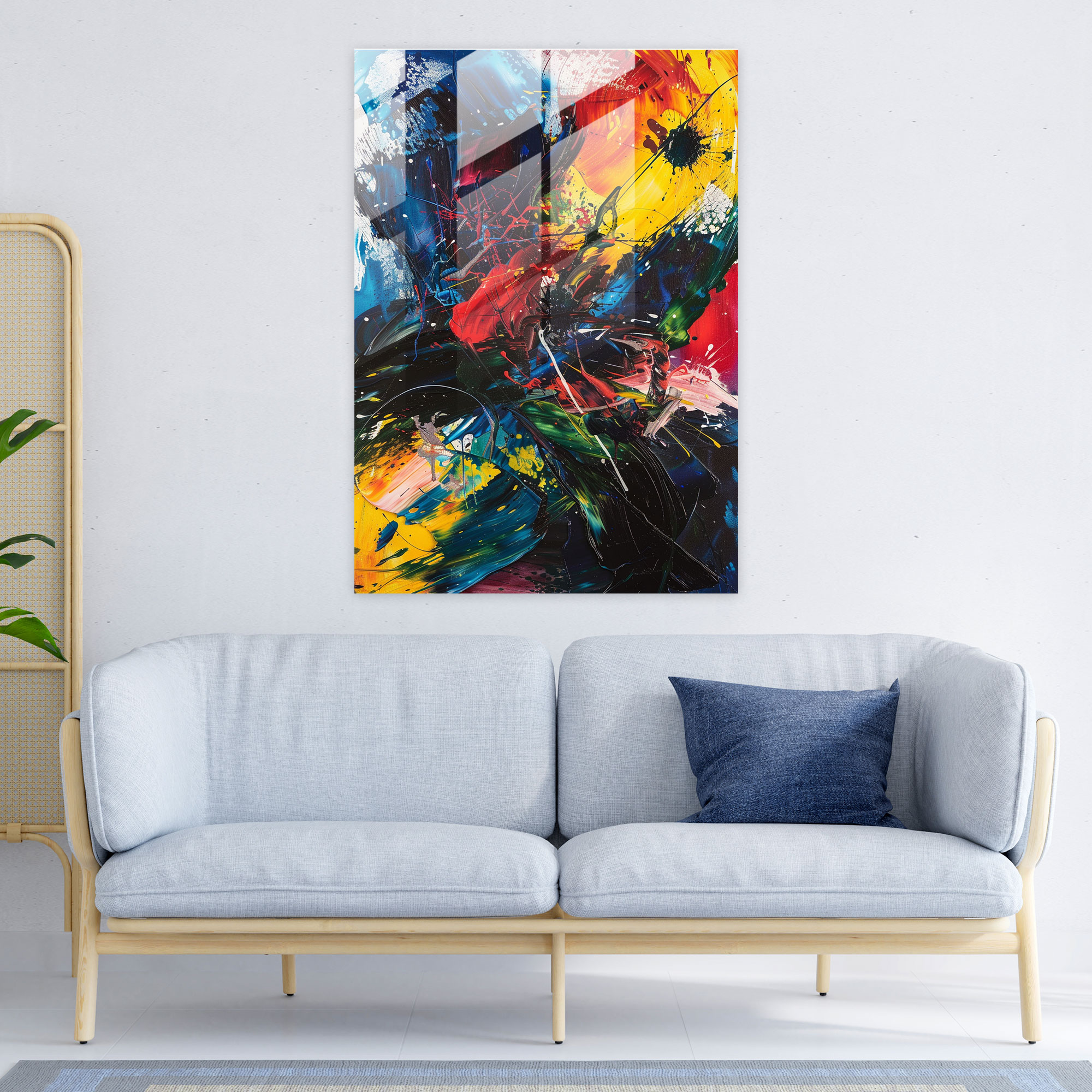 Energetic Brushstrokes Glass Wall Art - Action Painting, Home Decoration, Glass Wall Art, Action Painting