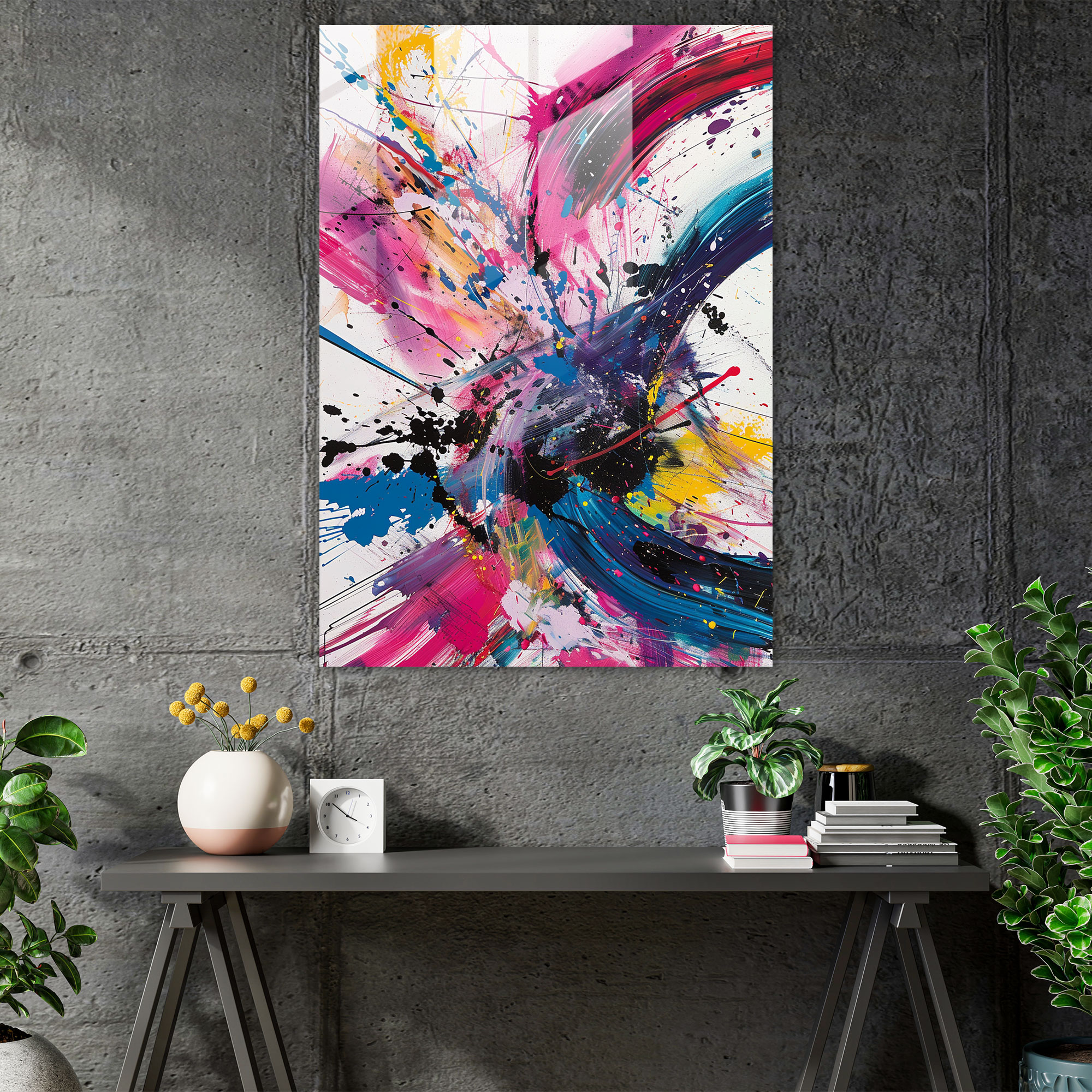 Colorful Swirls Glass Print - Action Painting, Glass Print, Home Decoration, Glass Wall Art