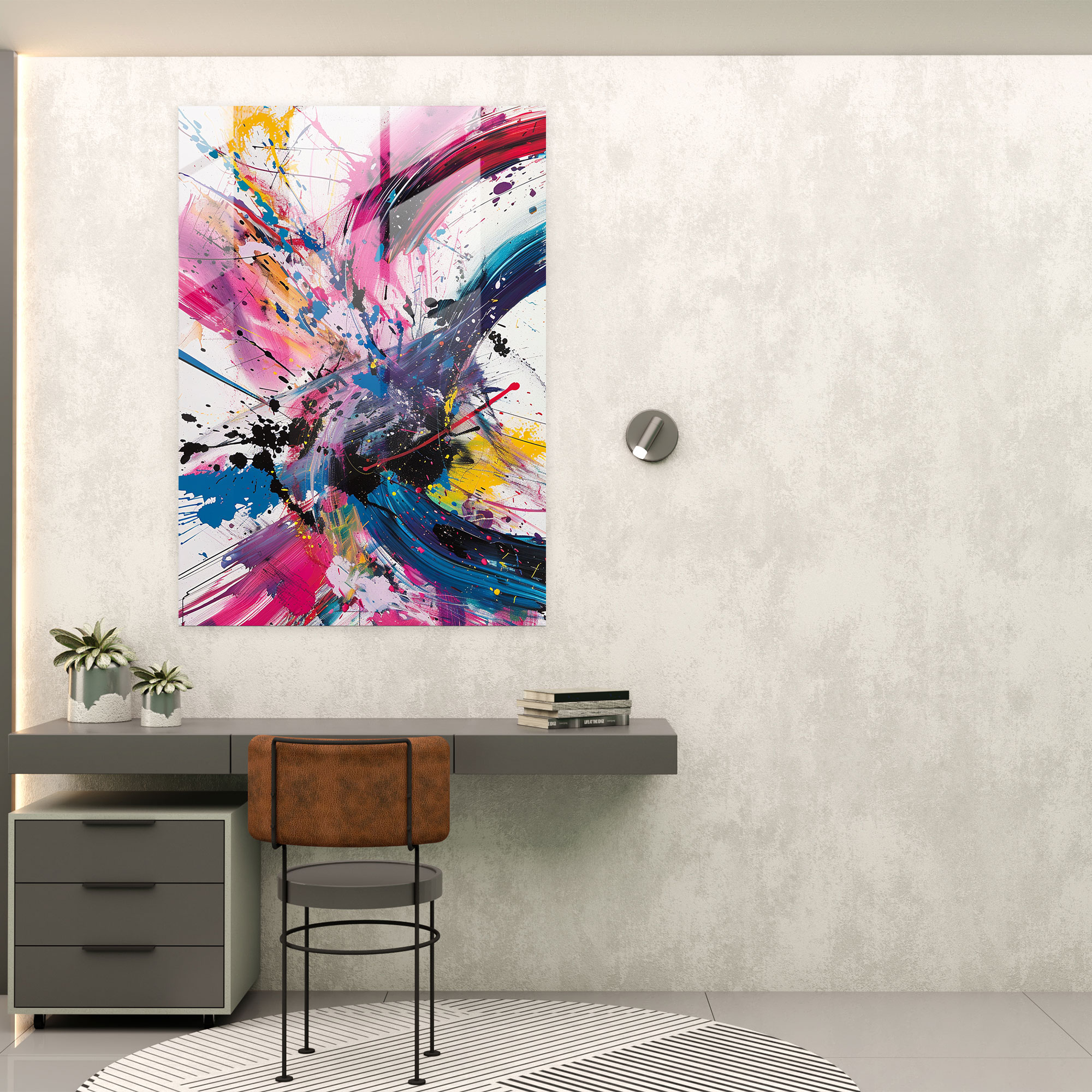 Colorful Swirls Glass Print - Action Painting, Glass Print, Home Decoration, Glass Wall Art