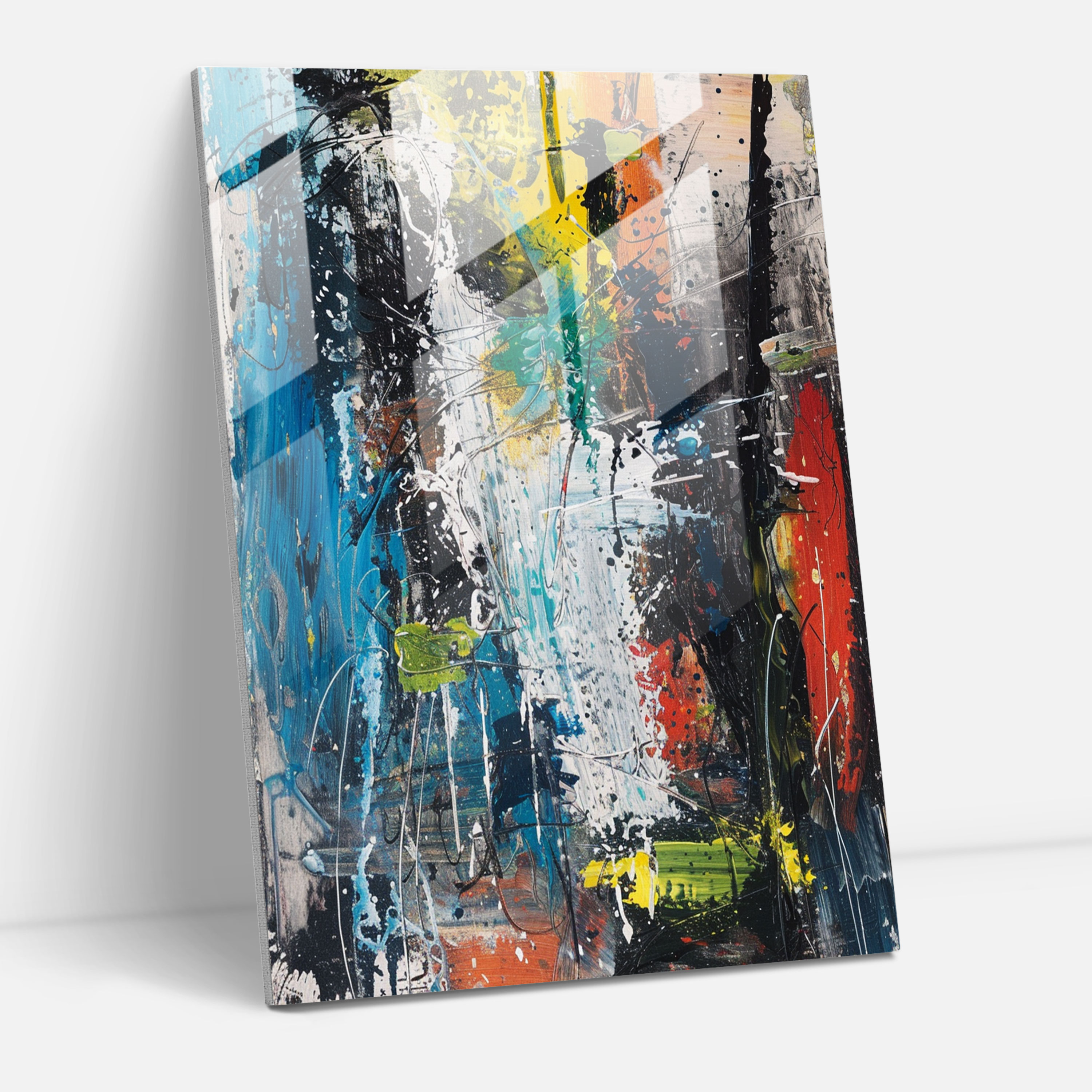 Abstract Forms Glass Wall Art - Action Painting, Glass Wall Art, Action Painting, Modern Art