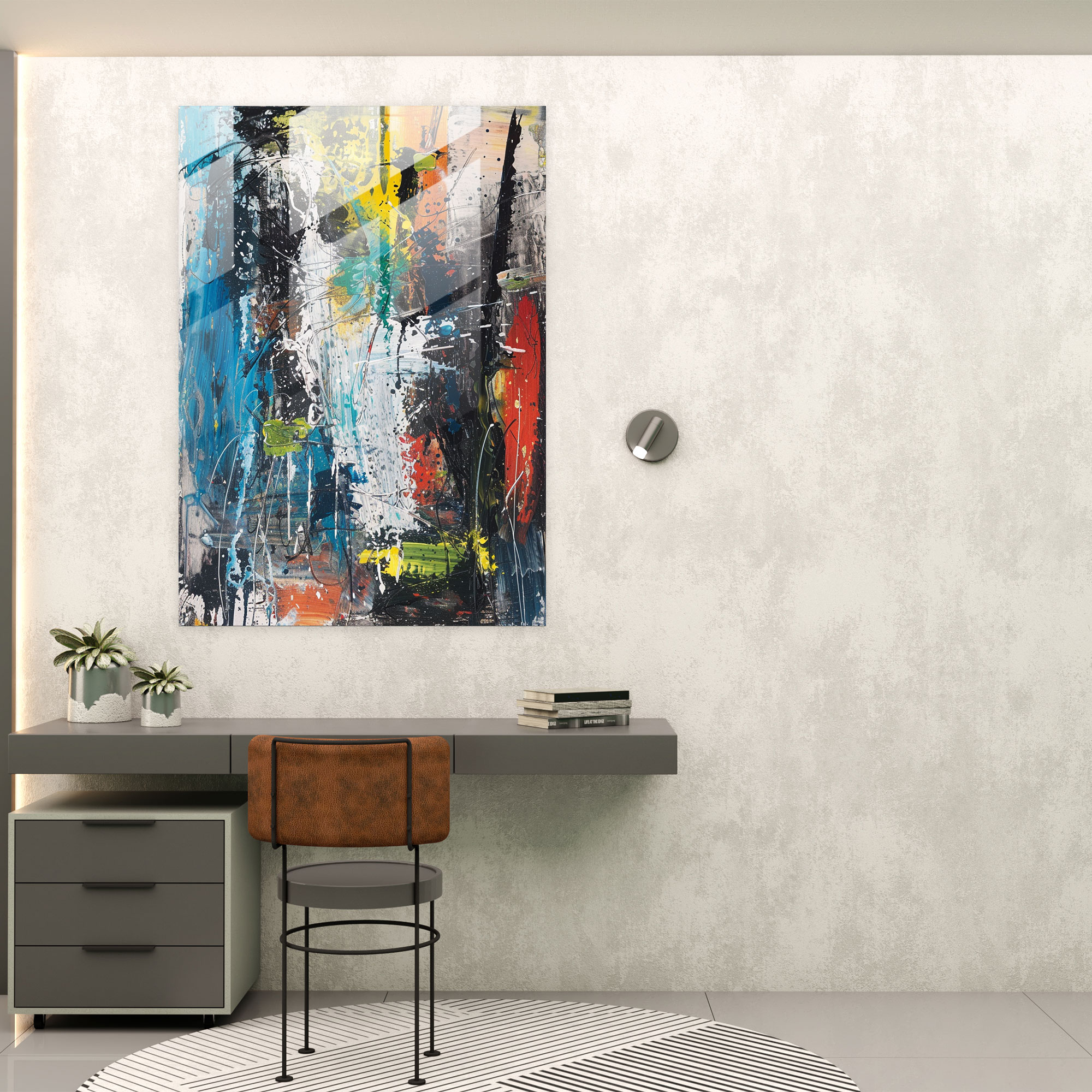 Abstract Forms Glass Wall Art - Action Painting, Glass Wall Art, Action Painting, Modern Art