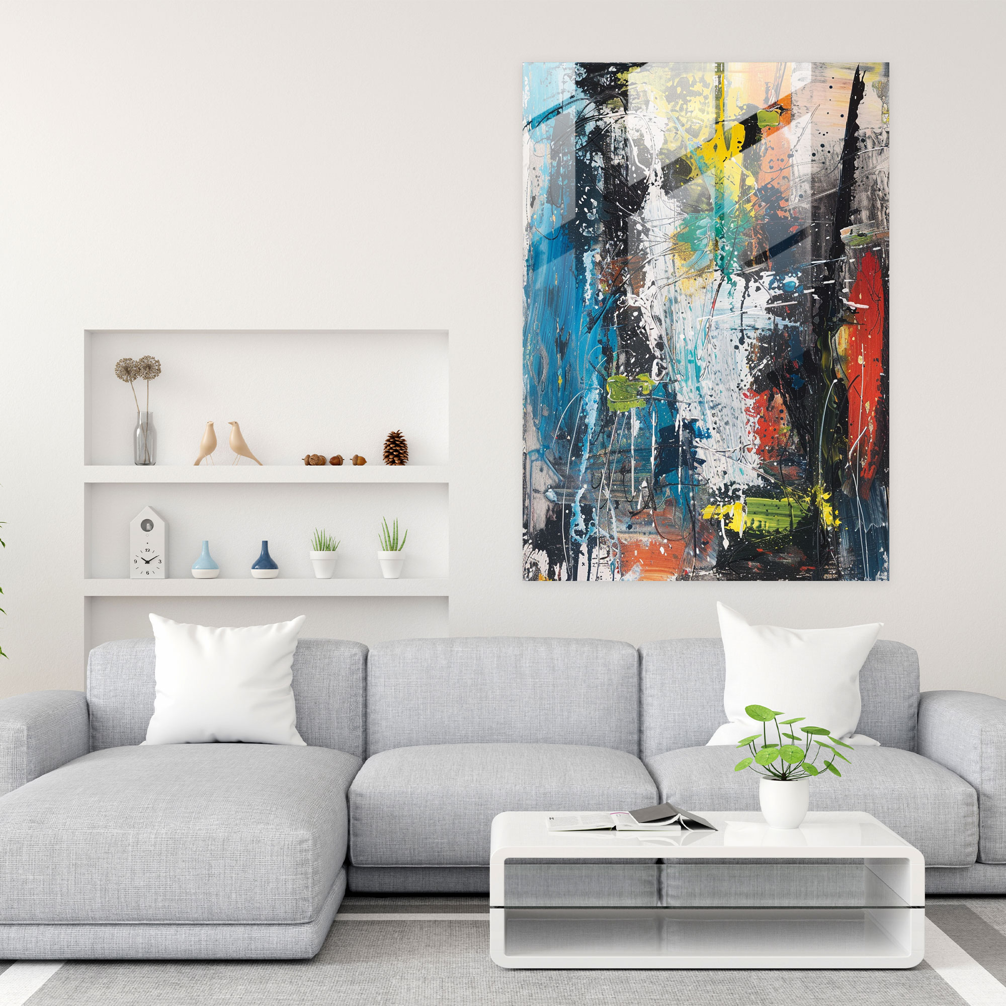 Abstract Forms Glass Wall Art - Action Painting, Glass Wall Art, Action Painting, Modern Art