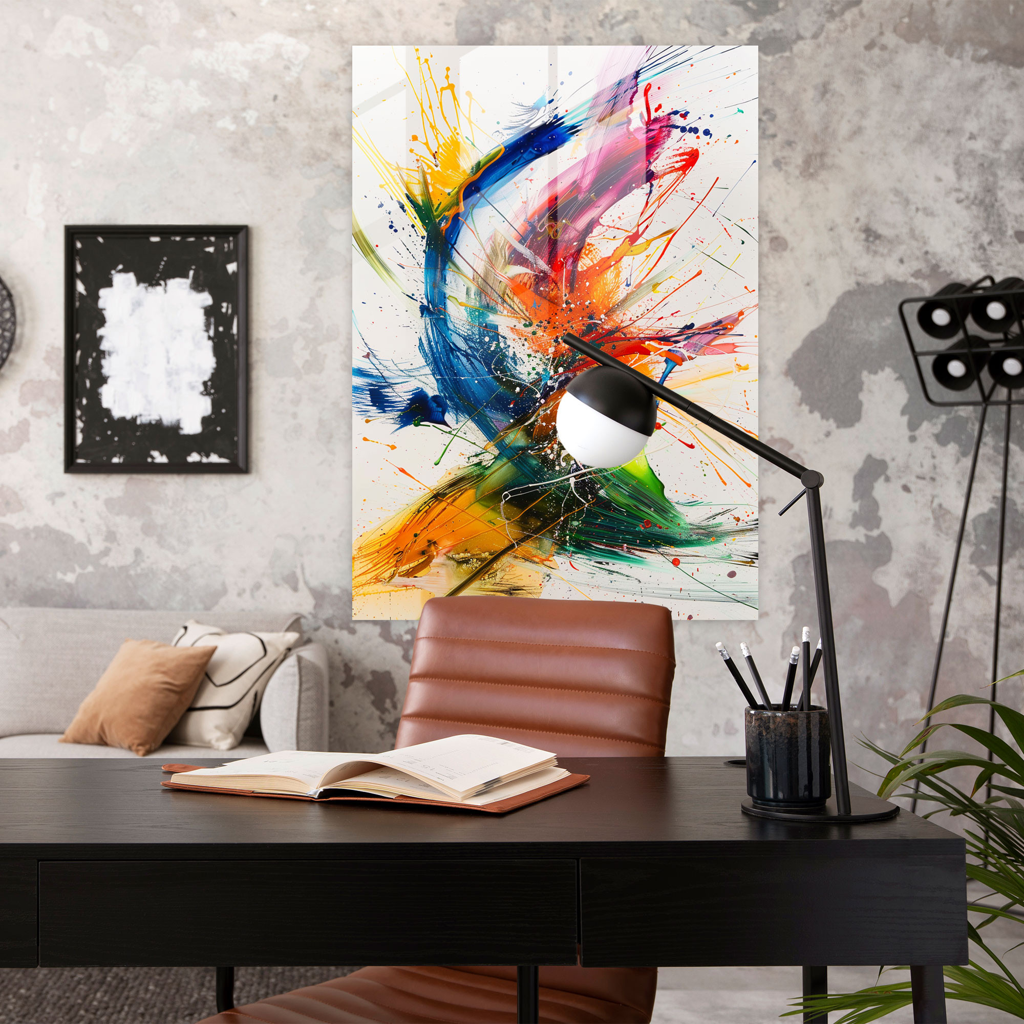Spontaneous Gestures Glass Art - Action Painting, Modern Art, Home Decoration, Glass Art