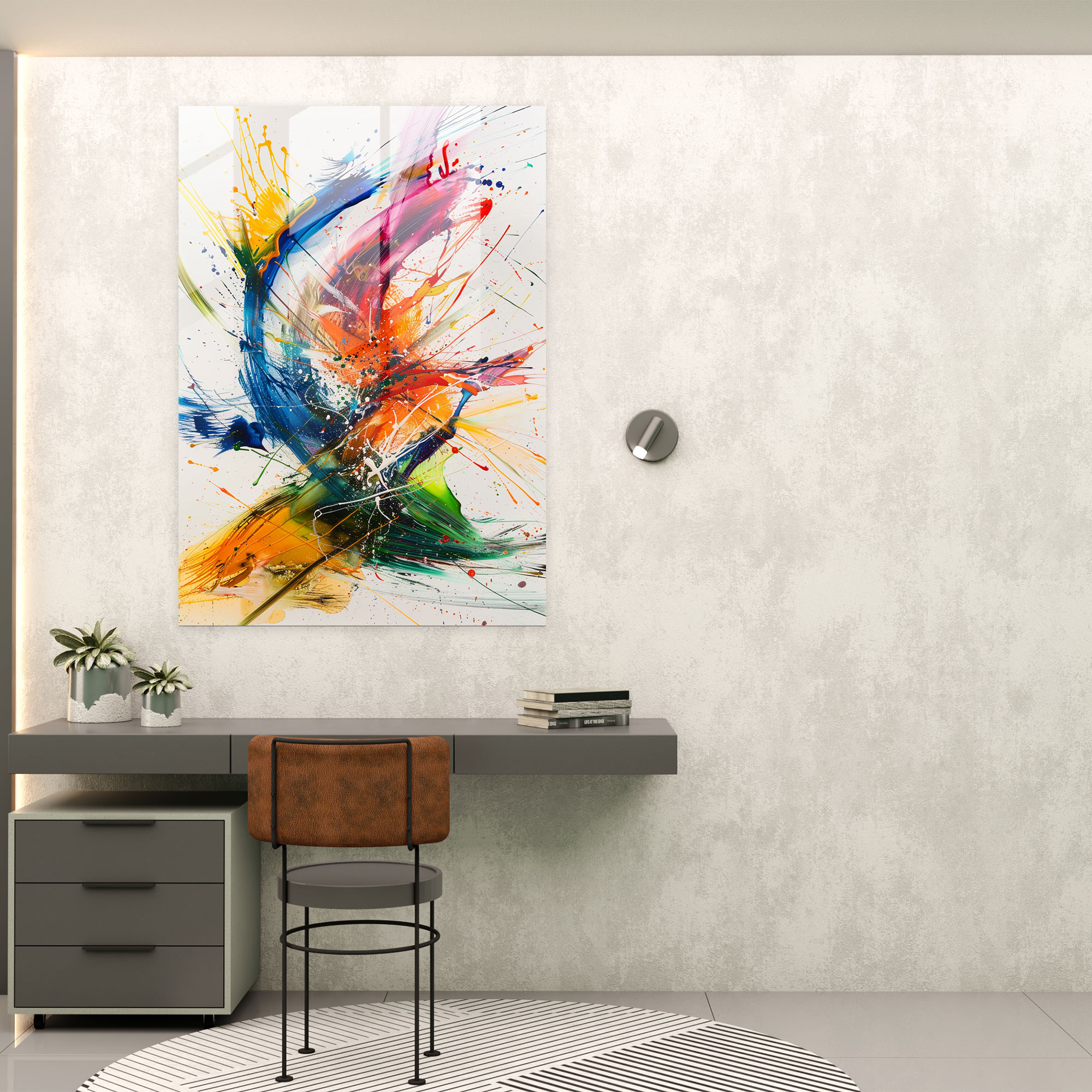 Spontaneous Gestures Glass Art - Action Painting, Modern Art, Home Decoration, Glass Art