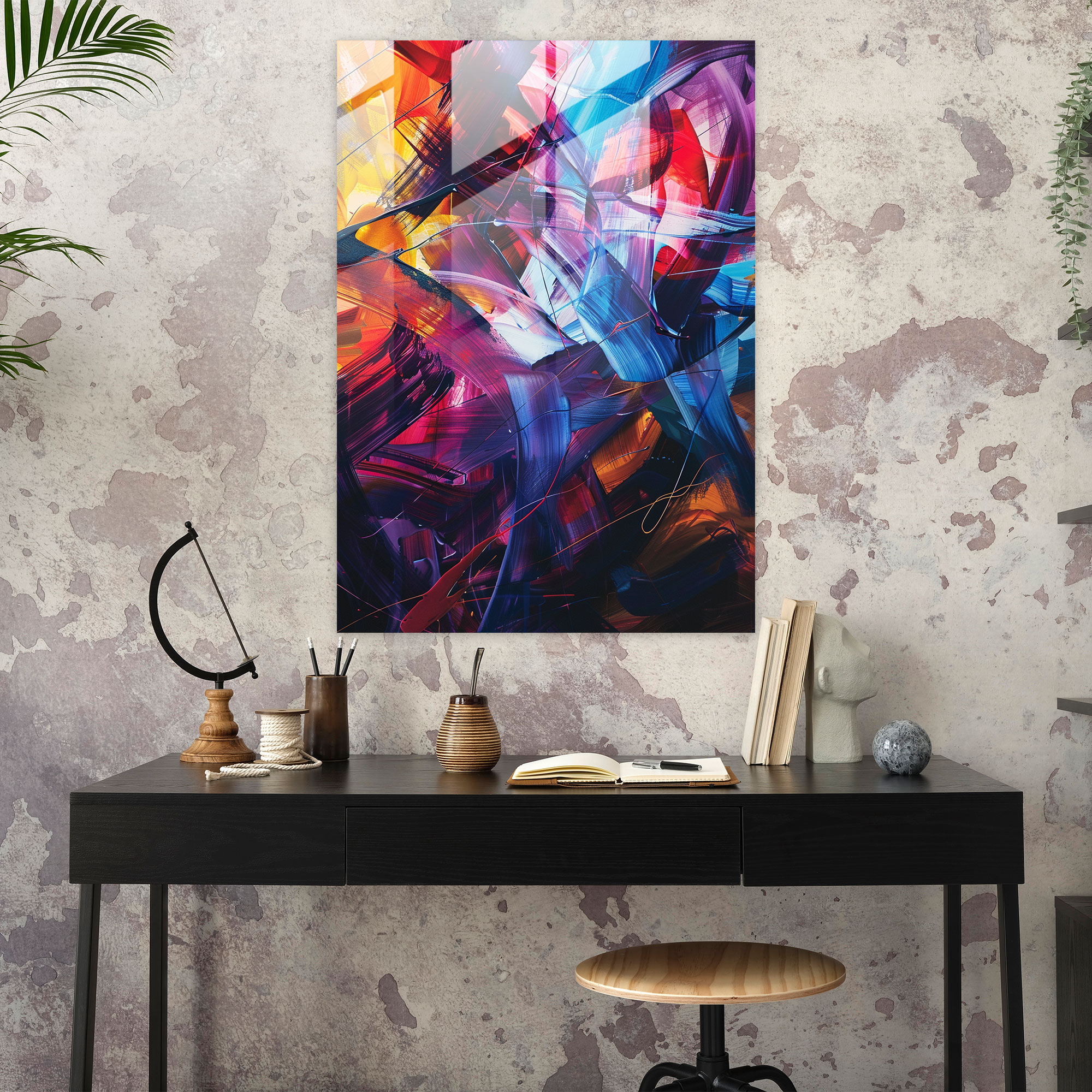 Chaotic Patterns Glass Print - Action Painting, Action Painting, Home Decoration, Modern Art