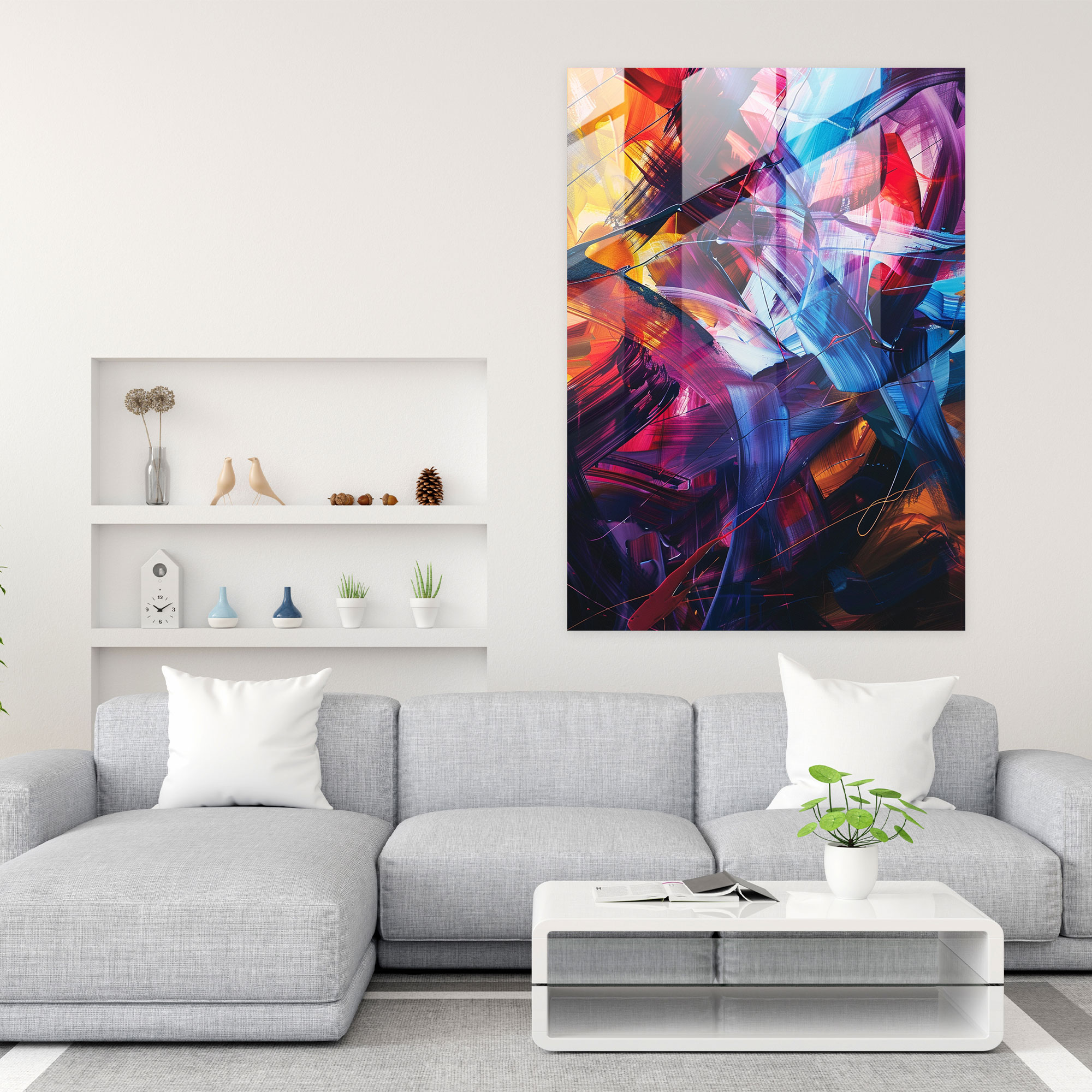 Chaotic Patterns Glass Print - Action Painting, Action Painting, Home Decoration, Modern Art