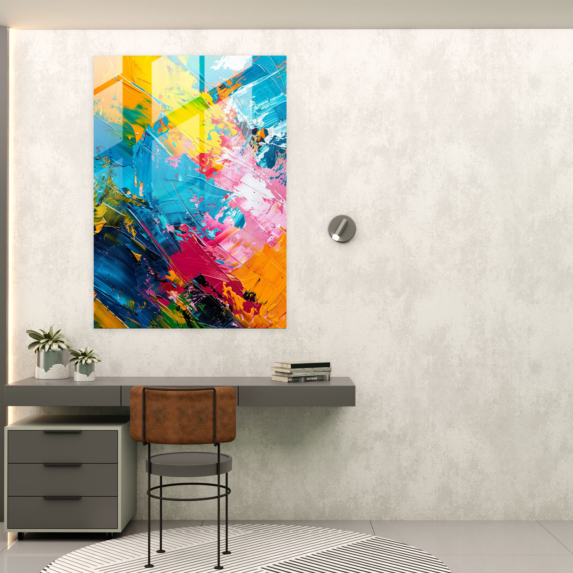 Gestural Marks Glass Print - Action Painting, Modern Art, Home Decoration, Glass Print